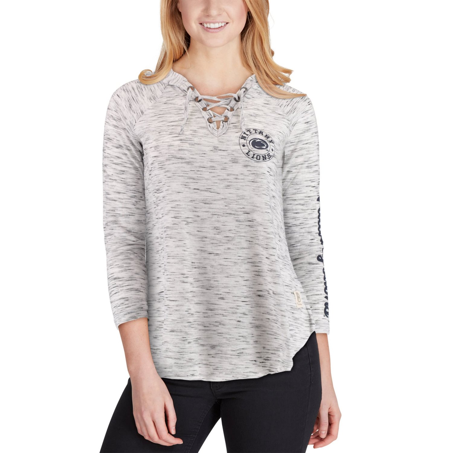 Pressbox Penn State Nittany Lions Space Dye Lace-Up V-Neck Long Sleeve T-Shirt - view number 4