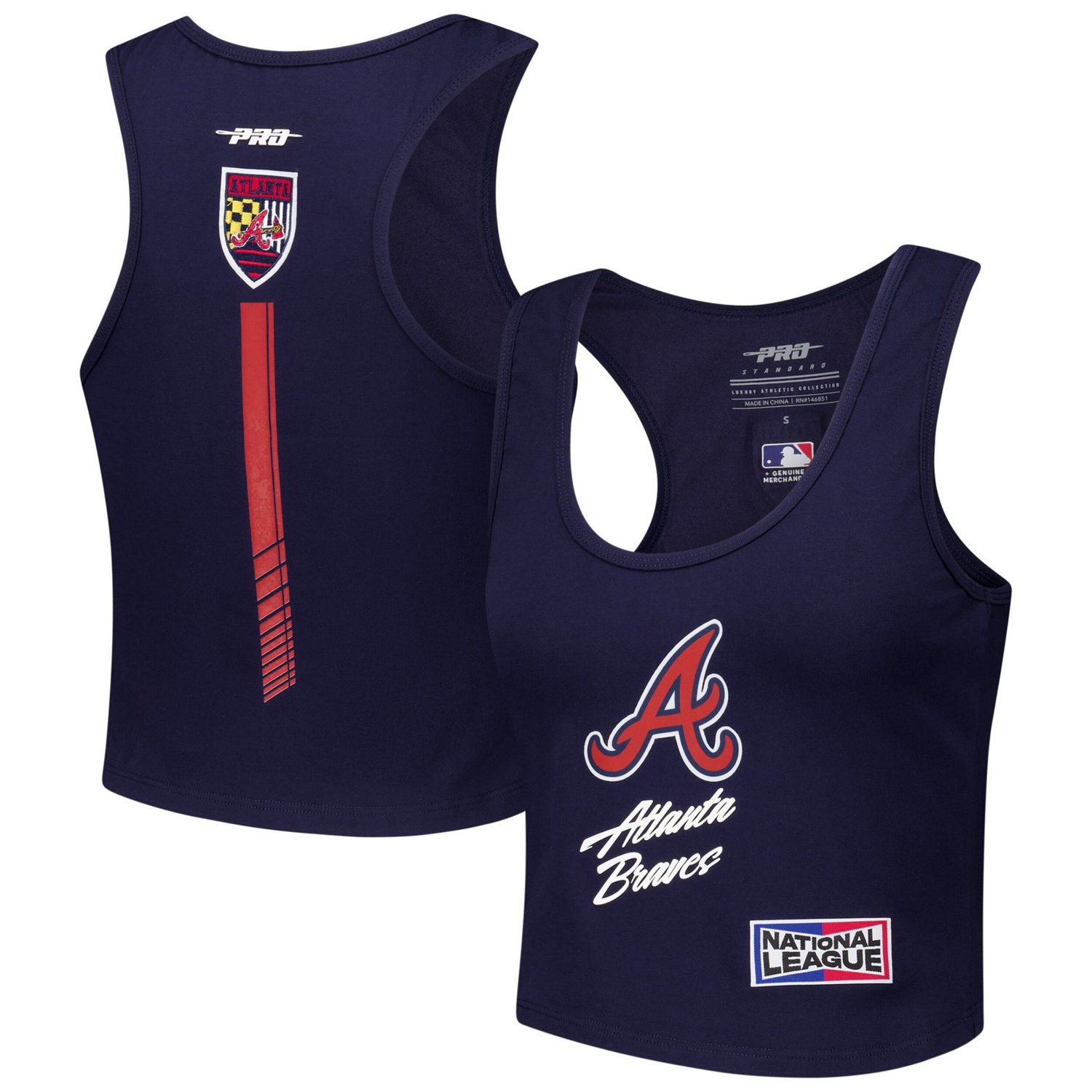 Pro Standard Atlanta Braves Fast Lane Fitted Tri-Blend Cropped Tank Top                                                          - view number 1