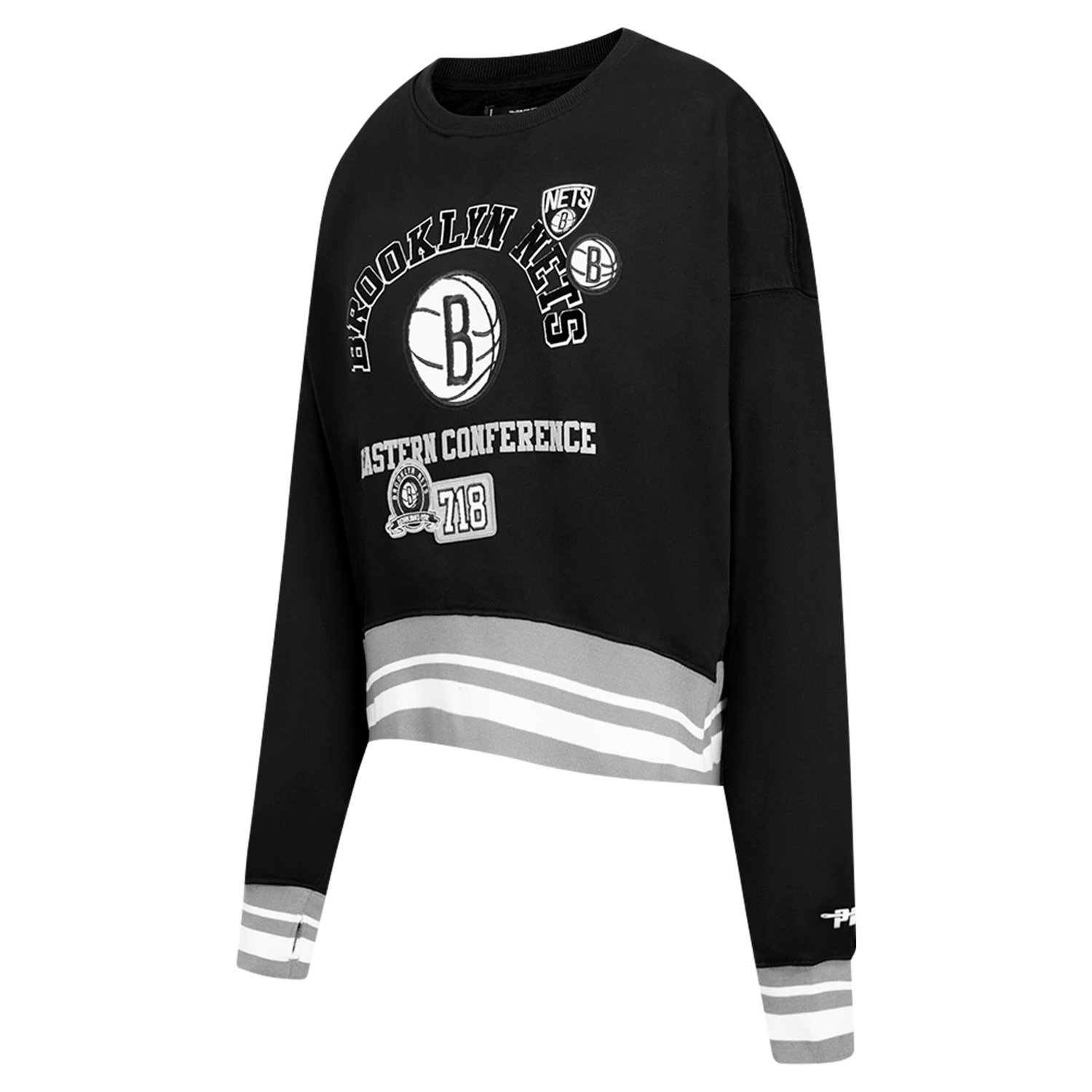 Pro Standard Brooklyn Nets Area Code Cropped Pullover Sweatshirt