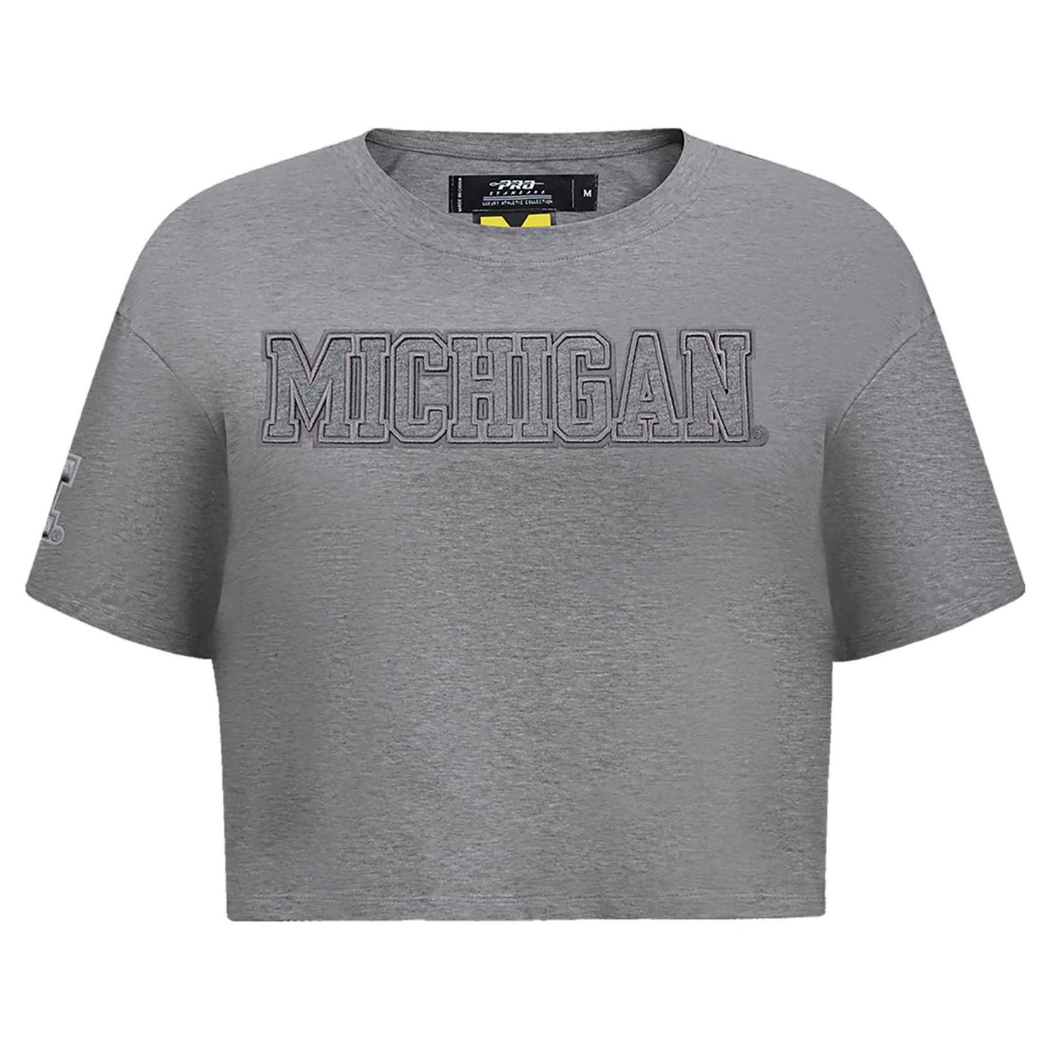 Pro Standard Michigan Wolverines Tonal Neutral Boxy Cropped T-Shirt - view number 3