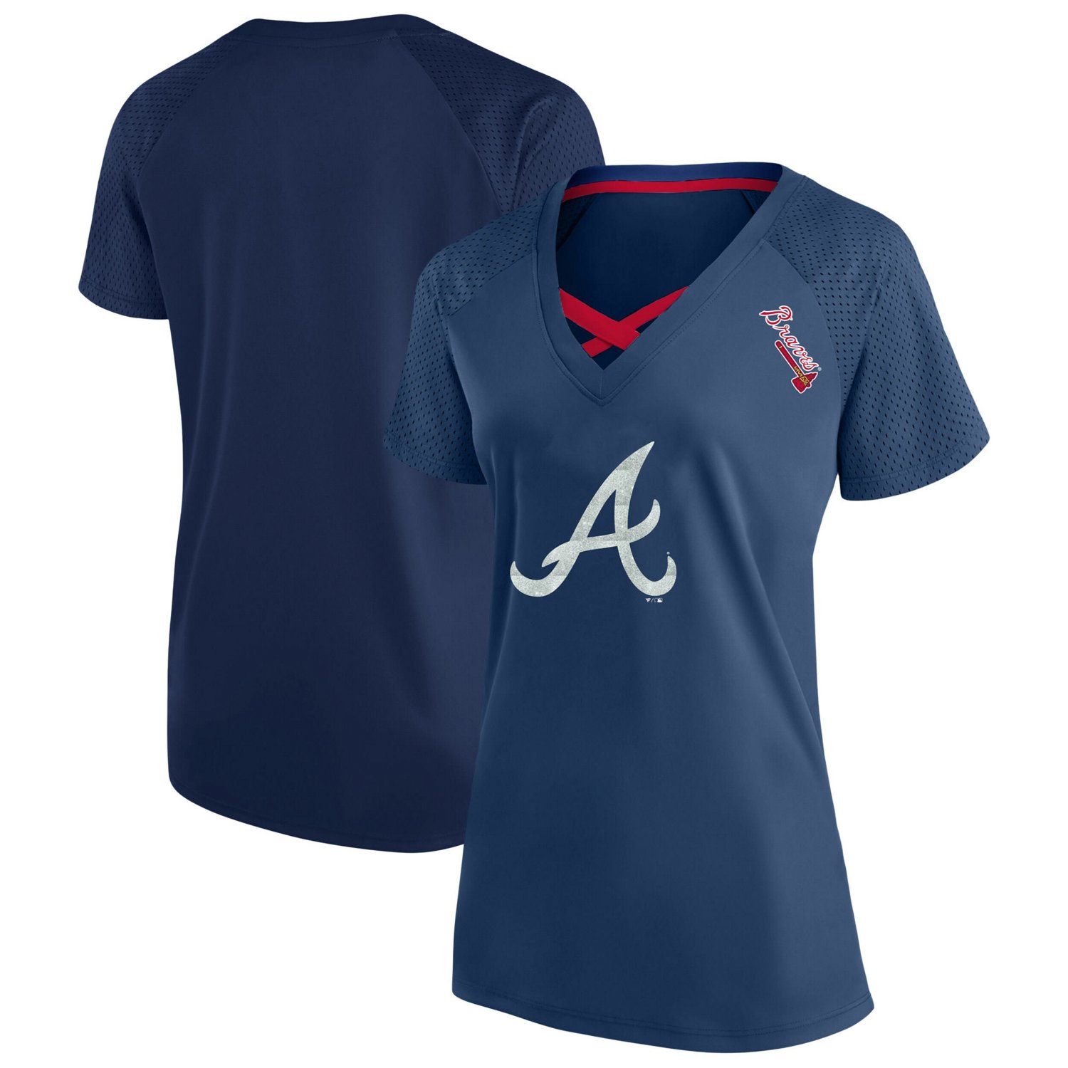 Profile Atlanta Braves Plus Size Glitter Raglan V-Neck T-Shirt - view number 1