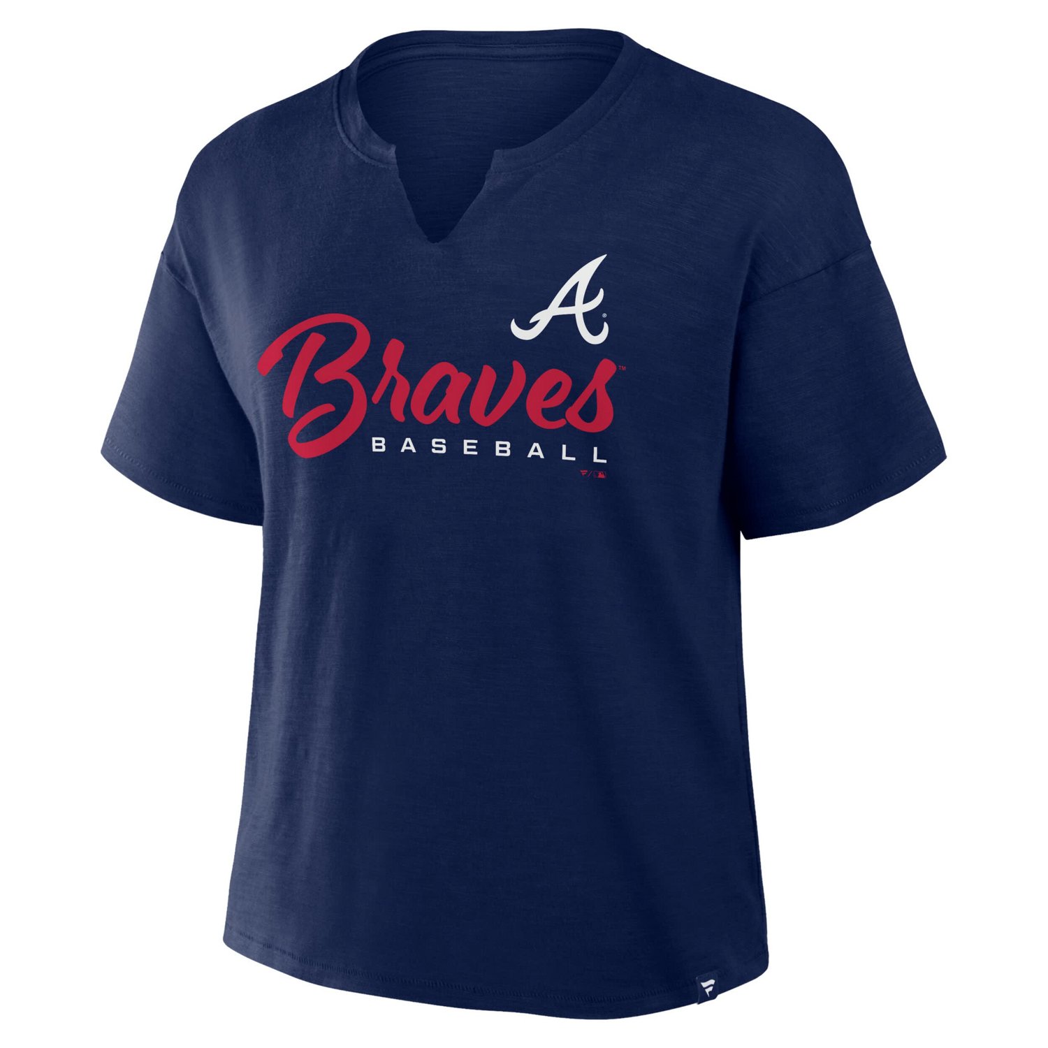 Profile Atlanta Braves Plus Size Wordmark Notch Neck T-Shirt - view number 2