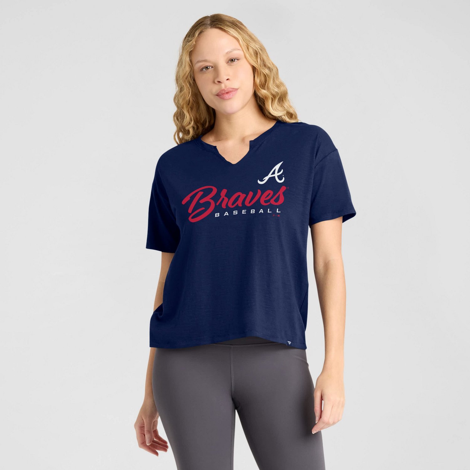 Profile Atlanta Braves Plus Size Wordmark Notch Neck T-Shirt - view number 4