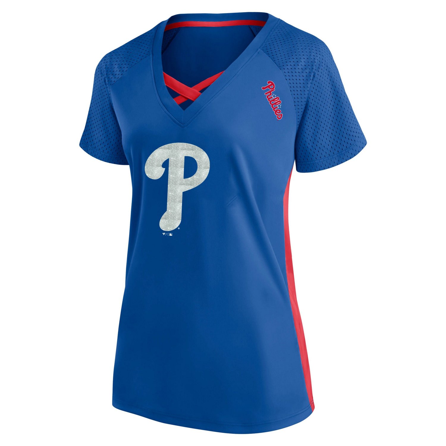 Profile Philadelphia Phillies Plus Size Glitter Raglan V-Neck T-Shirt - view number 2