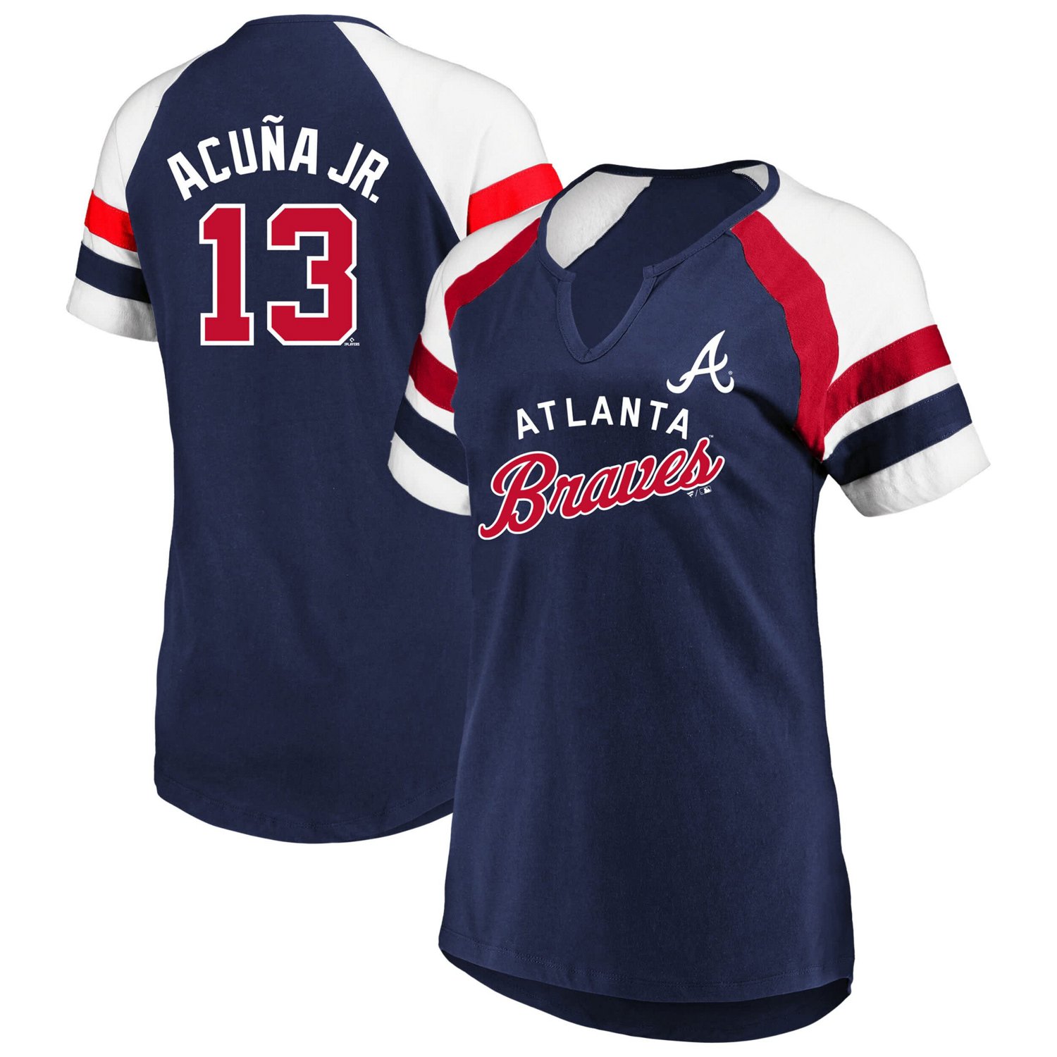 Profile Ronald Acua Jr Atlanta Braves Plus Name  Number Raglan T-Shirt