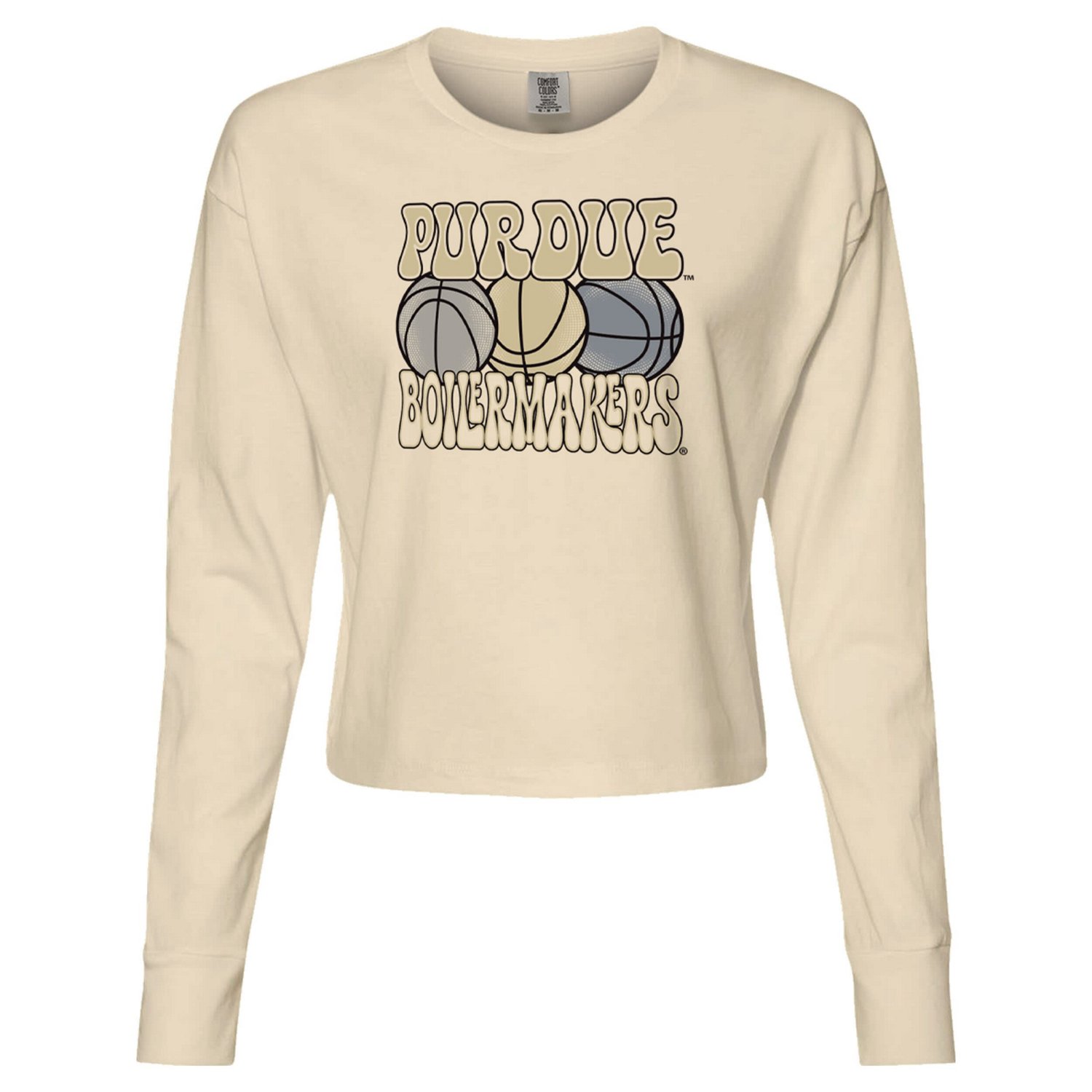 Purdue Boilermakers Comfort Colors Basketball Cropped Long Sleeve T-Shirt - view number 2