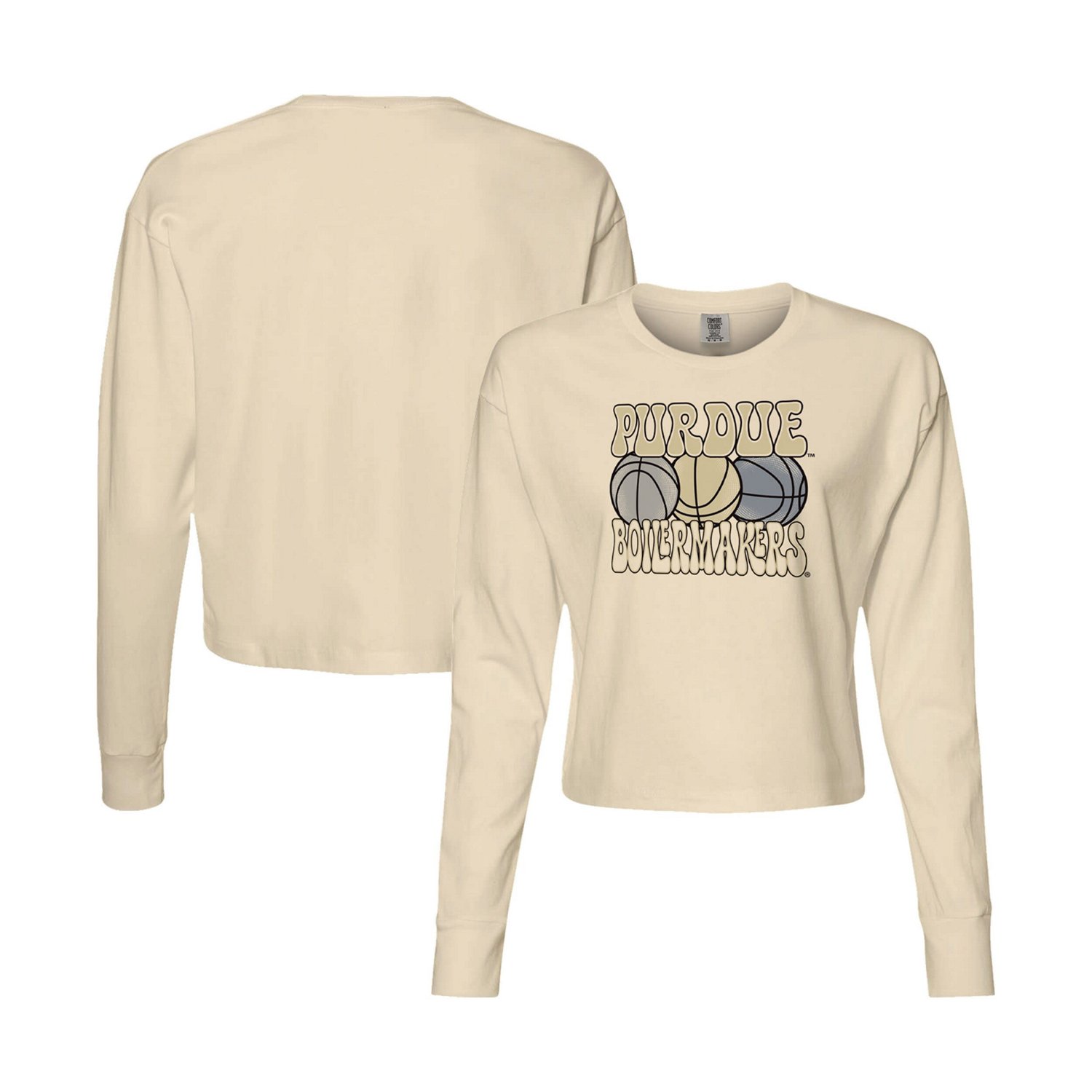 Purdue Boilermakers Comfort Colors Basketball Cropped Long Sleeve T-Shirt - view number 1