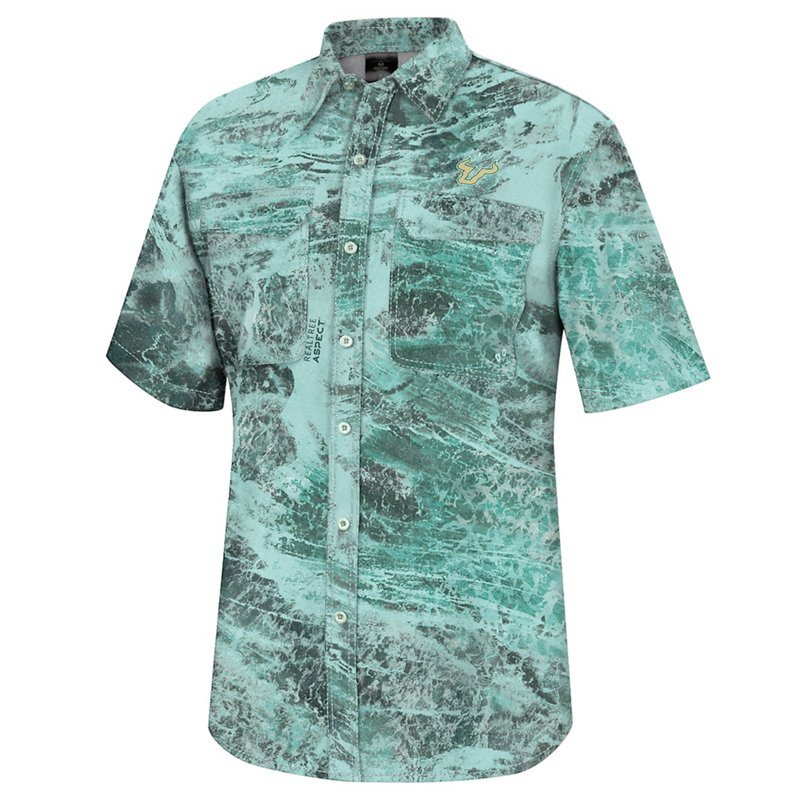 Realtree Men's University of South Florida Charter Fishing Shirt Green, 2X-Large - NCAA Men's Tops at Academy Sports