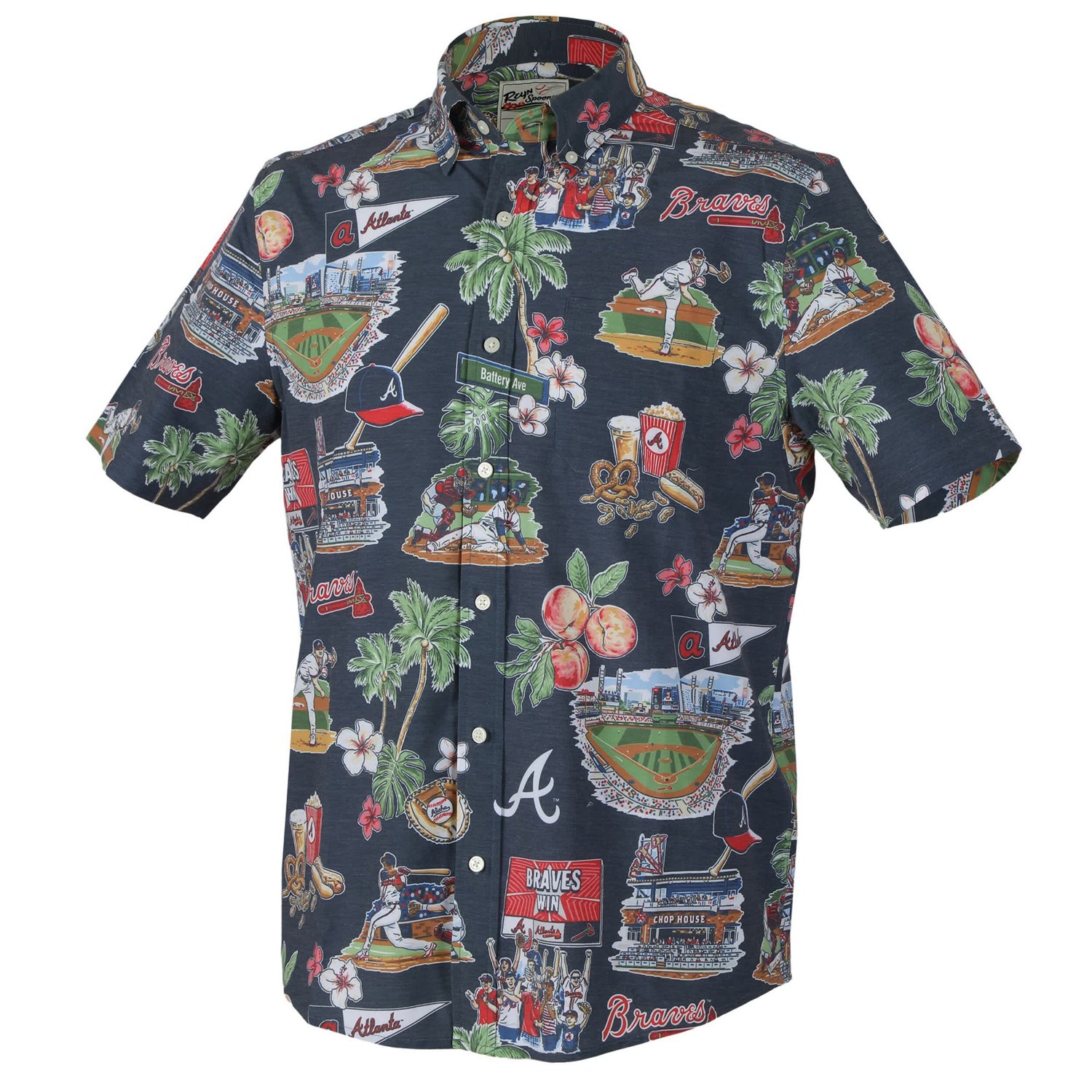 Reyn Spooner Atlanta Braves Scenic Tri-Blend Performance Button-Up Top