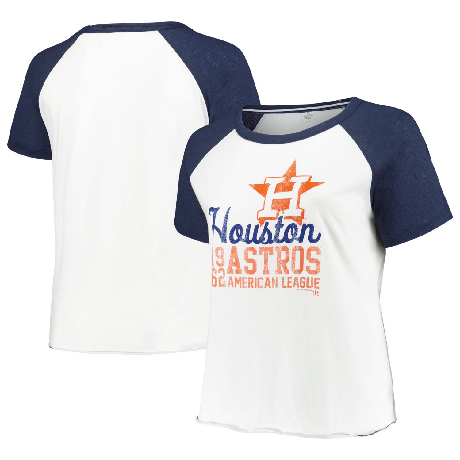 Soft as a Grape Houston Astros Plus Size Baseball Raglan T-Shirt