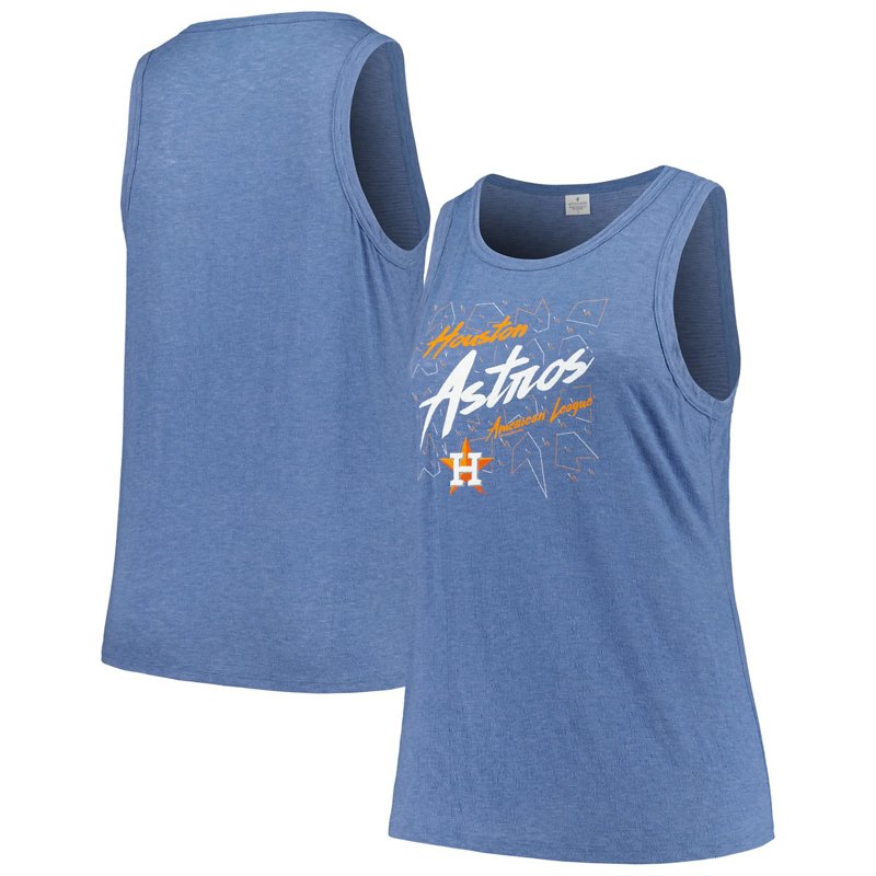 Soft As A Grape Houston Astros Plus Size Curvy High Neck Tri-Blend Tank Top-image