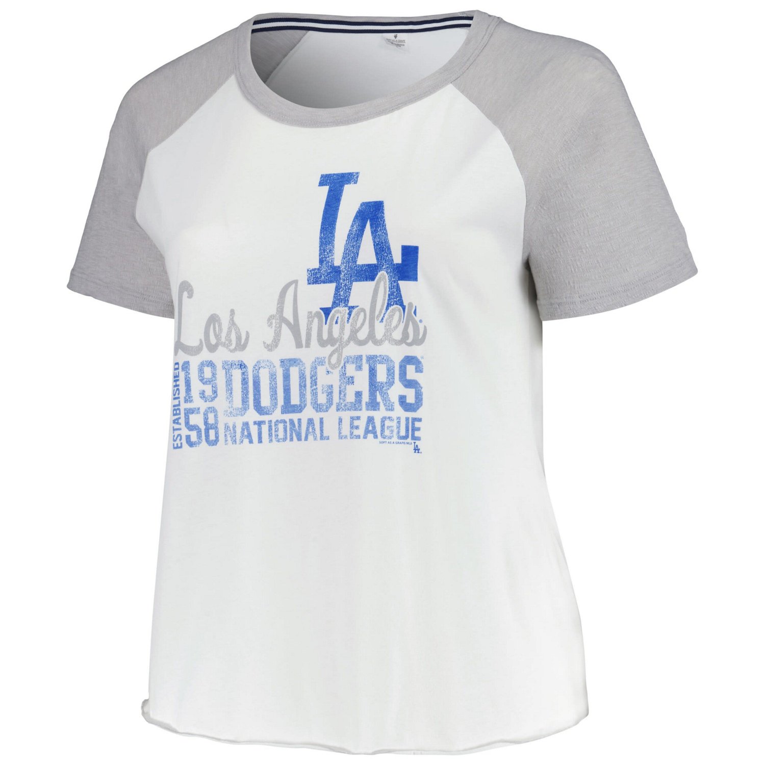 Soft as a Grape Los Angeles Dodgers Plus Baseball Raglan T-Shirt