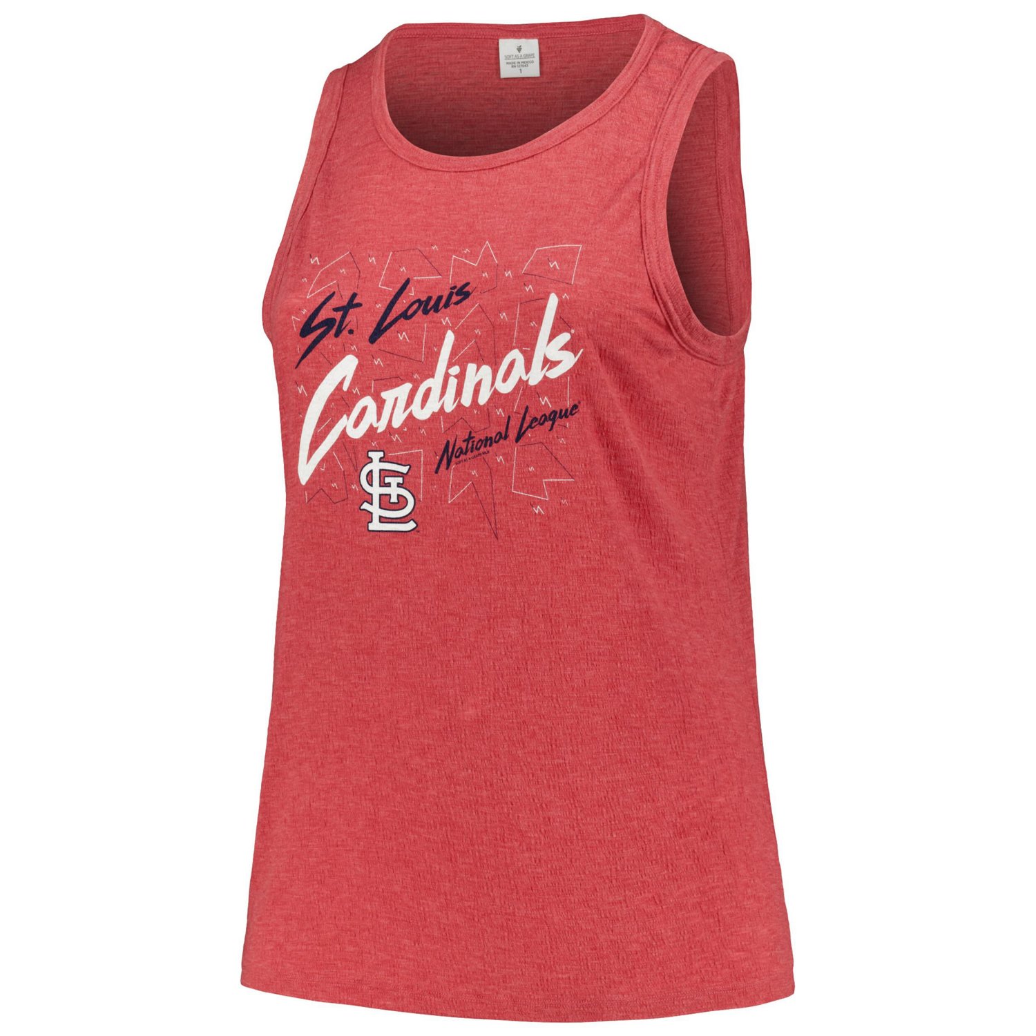 Soft as a Grape St Louis Cardinals Plus Curvy High Neck Tri-Blend Tank Top