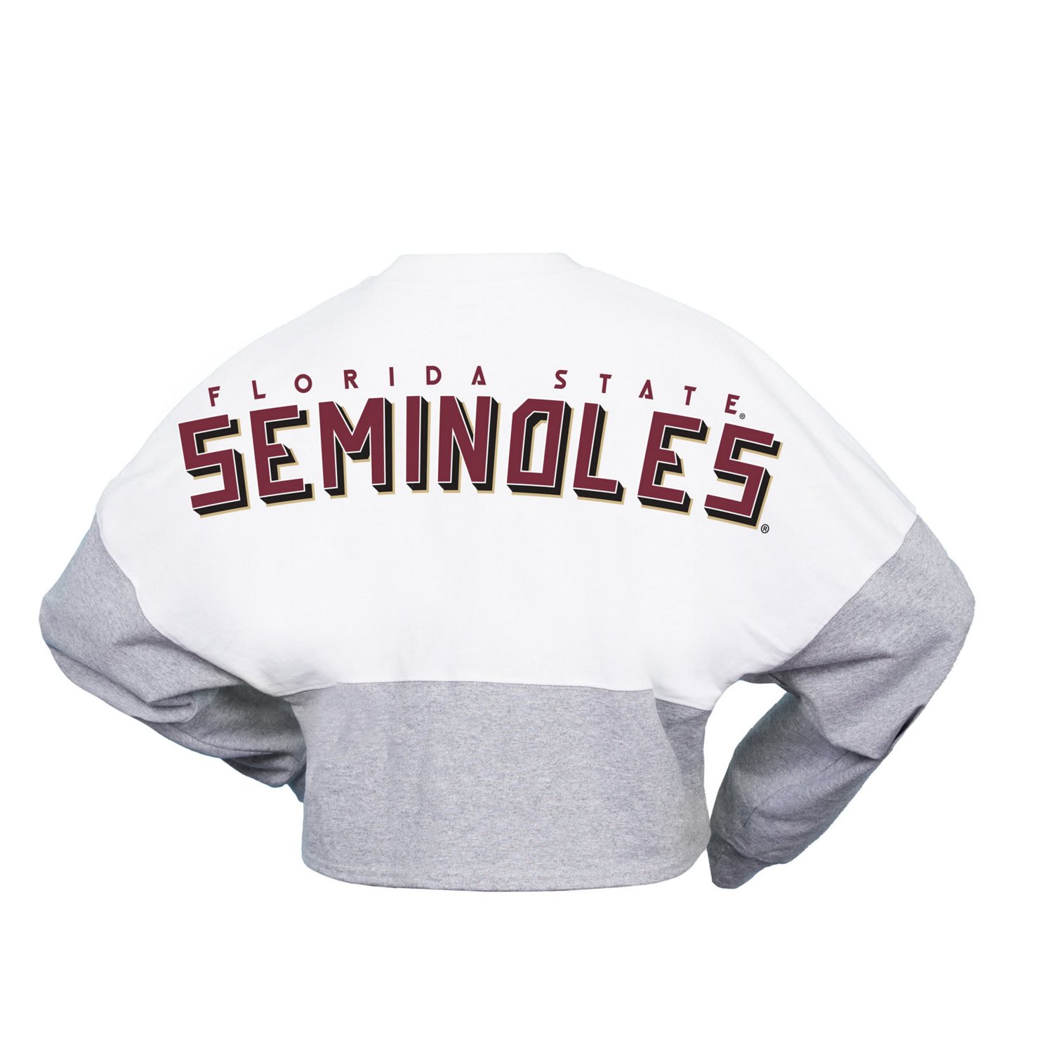 Spirit Jersey Florida State Seminoles Heather Block Cropped Long Sleeve T-Shirt