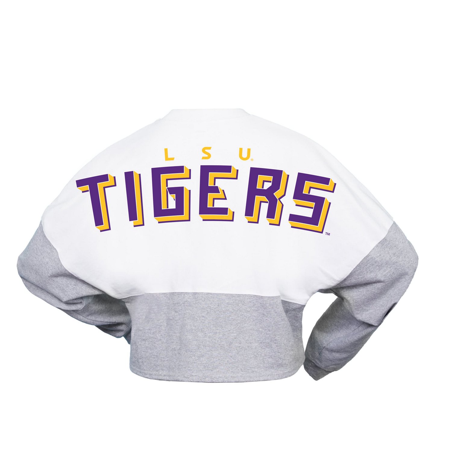 Spirit Jersey LSU Tigers Heather Block Cropped Long Sleeve Jersey T-Shirt - view number 3