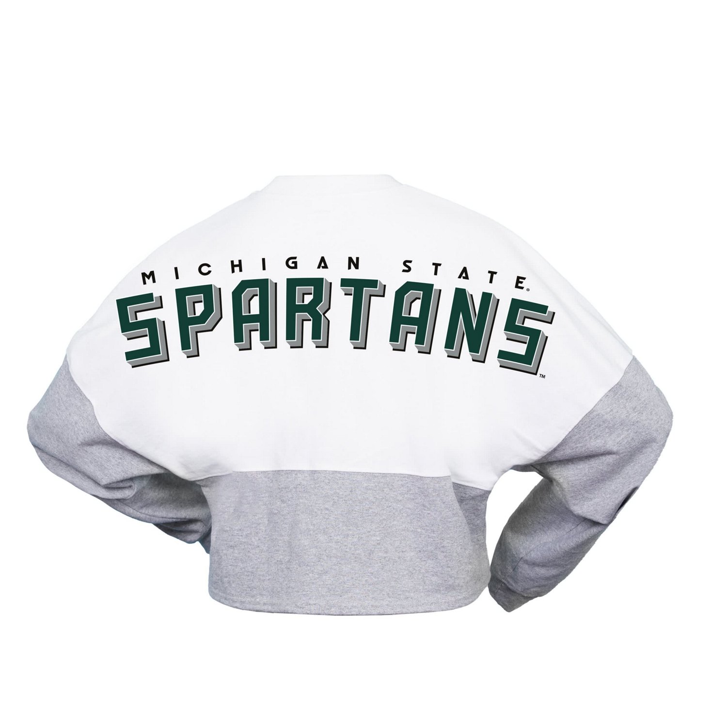 Spirit Jersey Michigan State Spartans Heather Block Cropped Long Sleeve Jersey T-Shirt - view number 3