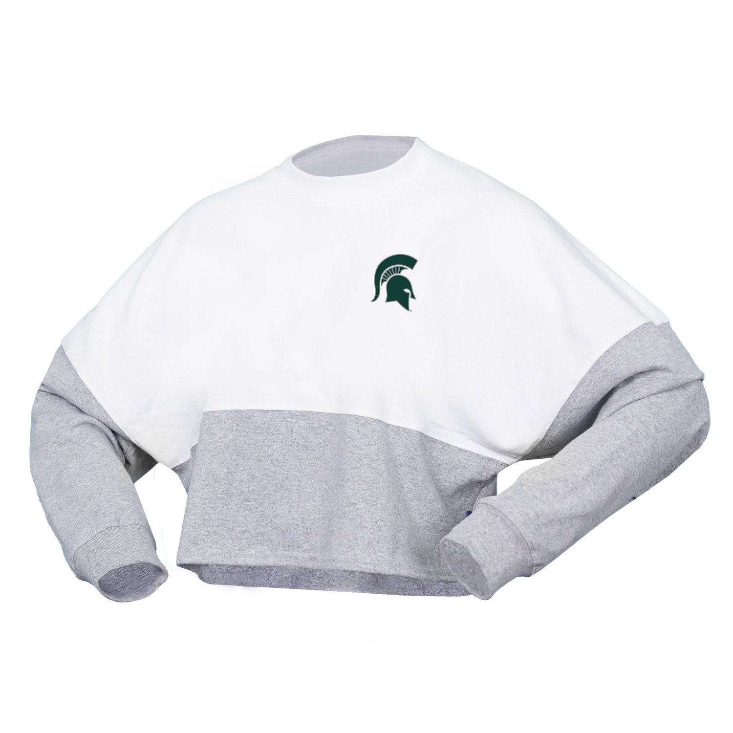 Spirit Jersey Michigan State Spartans Heather Block Cropped Long Sleeve Jersey T-Shirt - view number 2