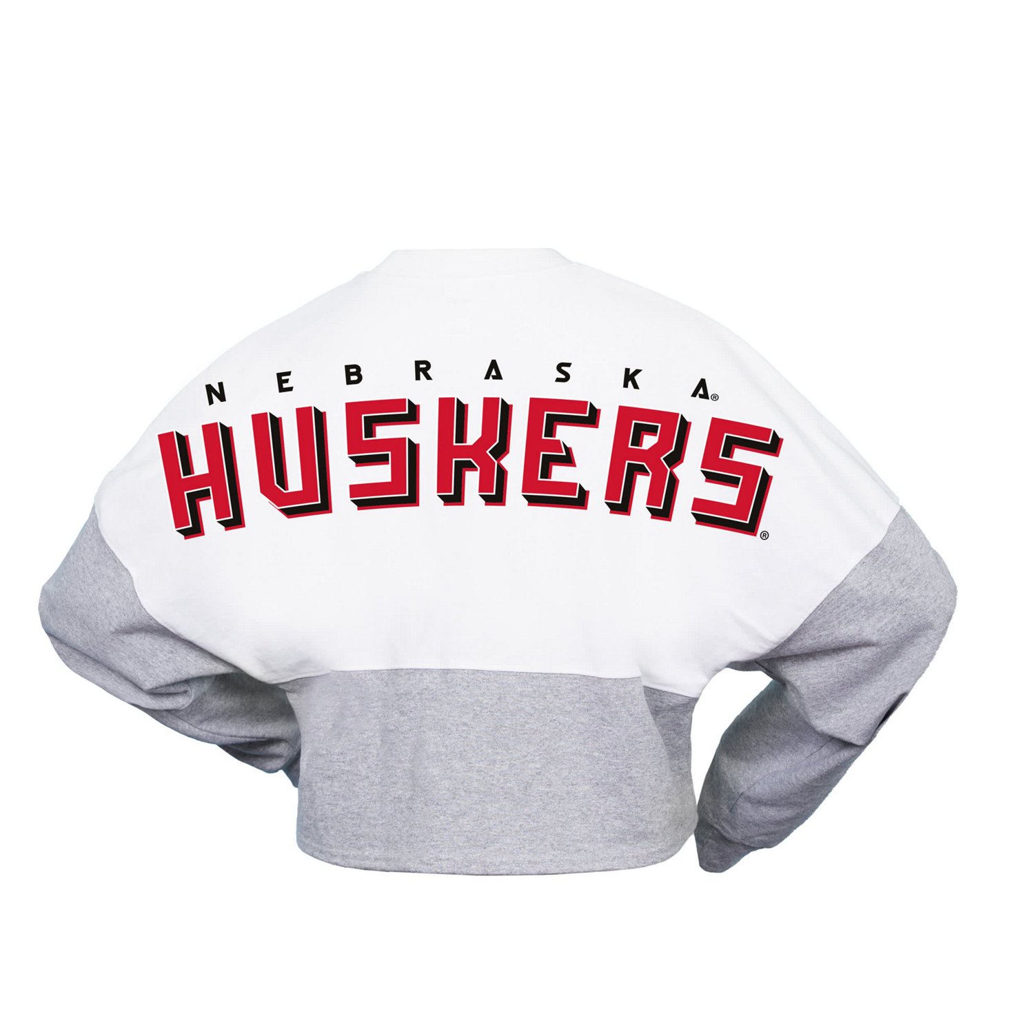 Spirit Jersey Nebraska Huskers Heather Block Cropped Long Sleeve Jersey T-Shirt - view number 3