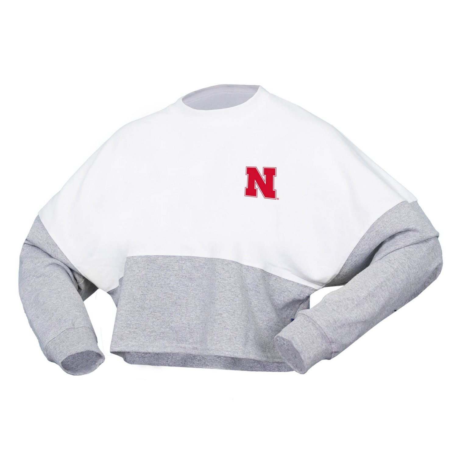 Spirit Jersey Nebraska Huskers Heather Block Cropped Long Sleeve Jersey T-Shirt - view number 2