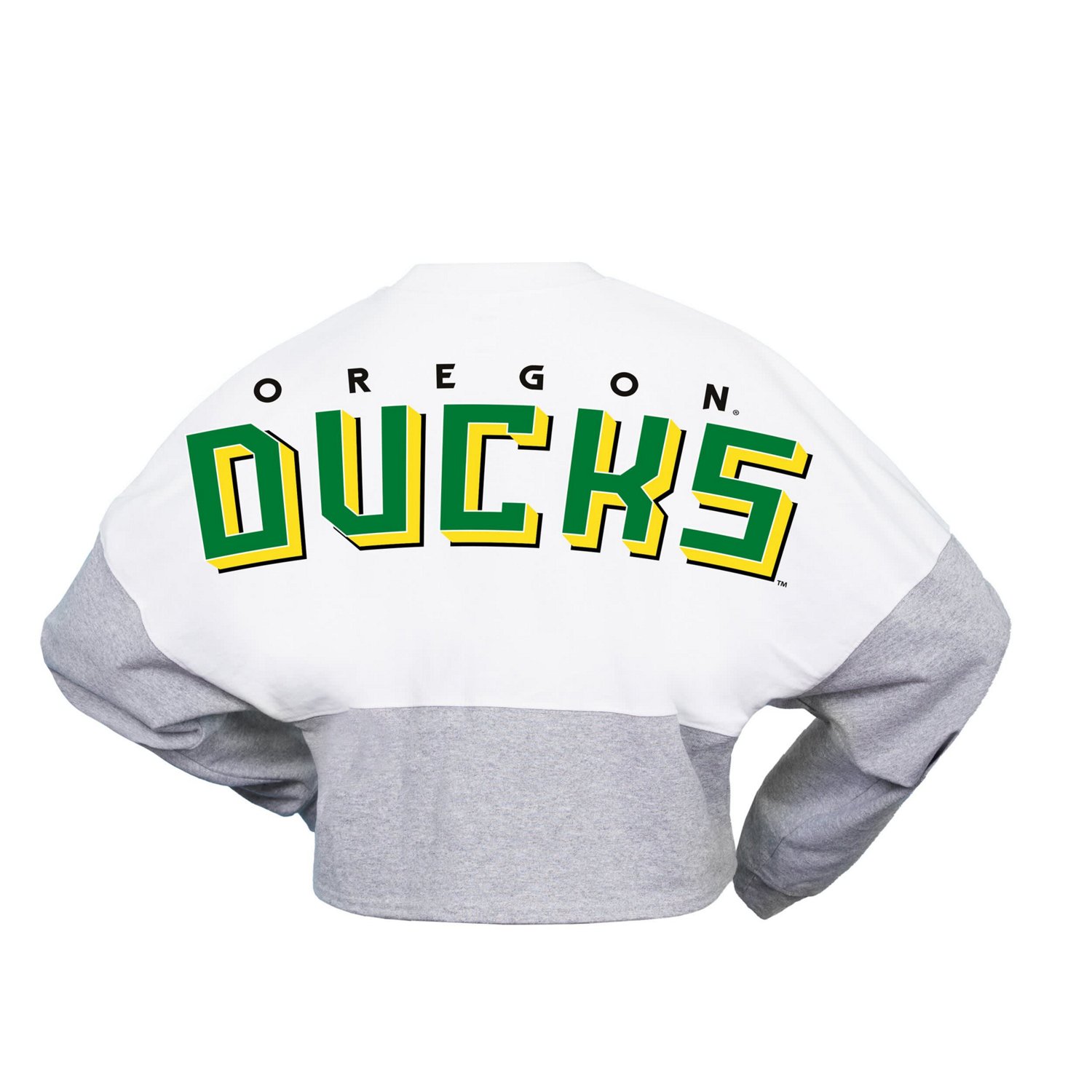 Spirit Jersey Oregon Ducks Heather Block Cropped Long Sleeve Jersey T-Shirt - view number 3