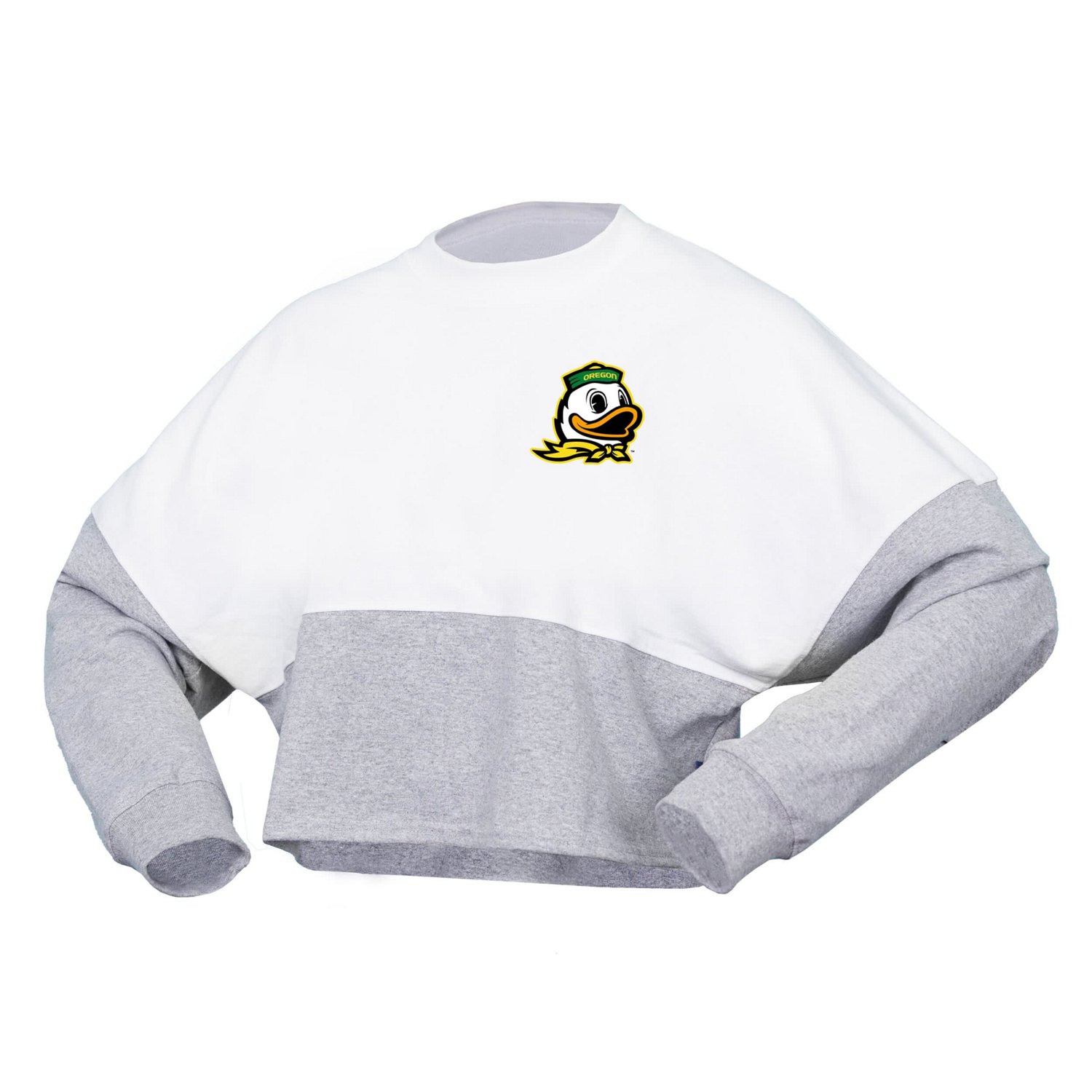 Spirit Jersey Oregon Ducks Heather Block Cropped Long Sleeve Jersey T-Shirt - view number 2