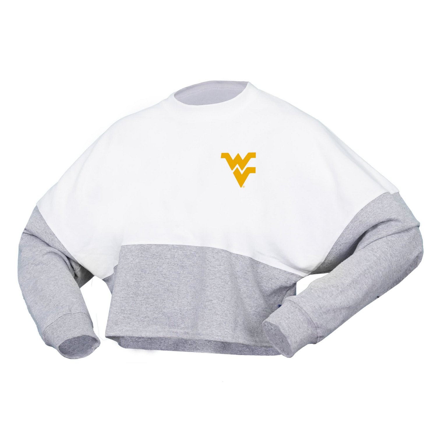 Spirit Jersey West Virginia Mountaineers Heather Block Cropped Long Sleeve Jersey T-Shirt - view number 2