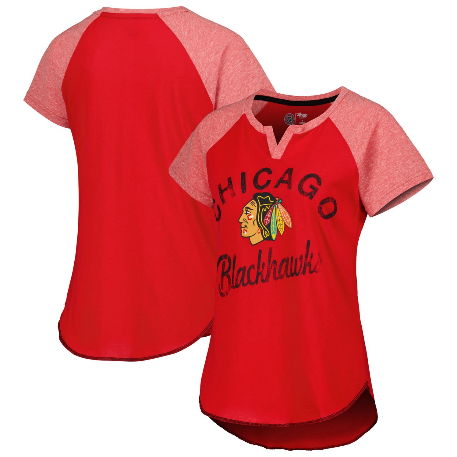 Starter Chicago Blackhawks Grand Slam Raglan Notch Neck T-Shirt