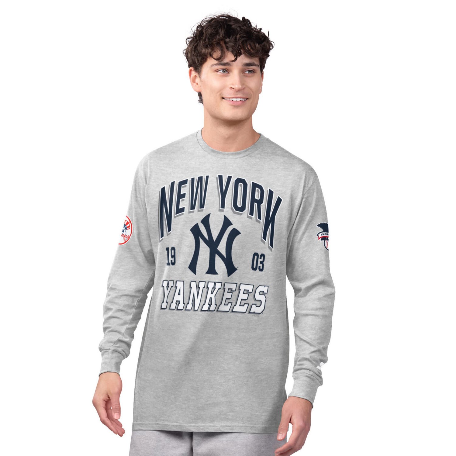Starter Heather Gray New York Yankees Two-Pack Long Sleeve  Short Sleeve T-Shirt Set - view number 4