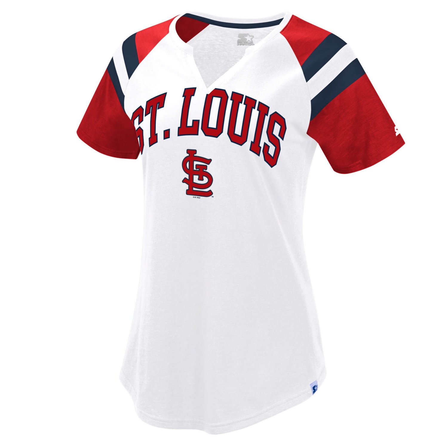 Starter Navy St Louis Cardinals Game On Notch Neck Raglan T-Shirt                                                               