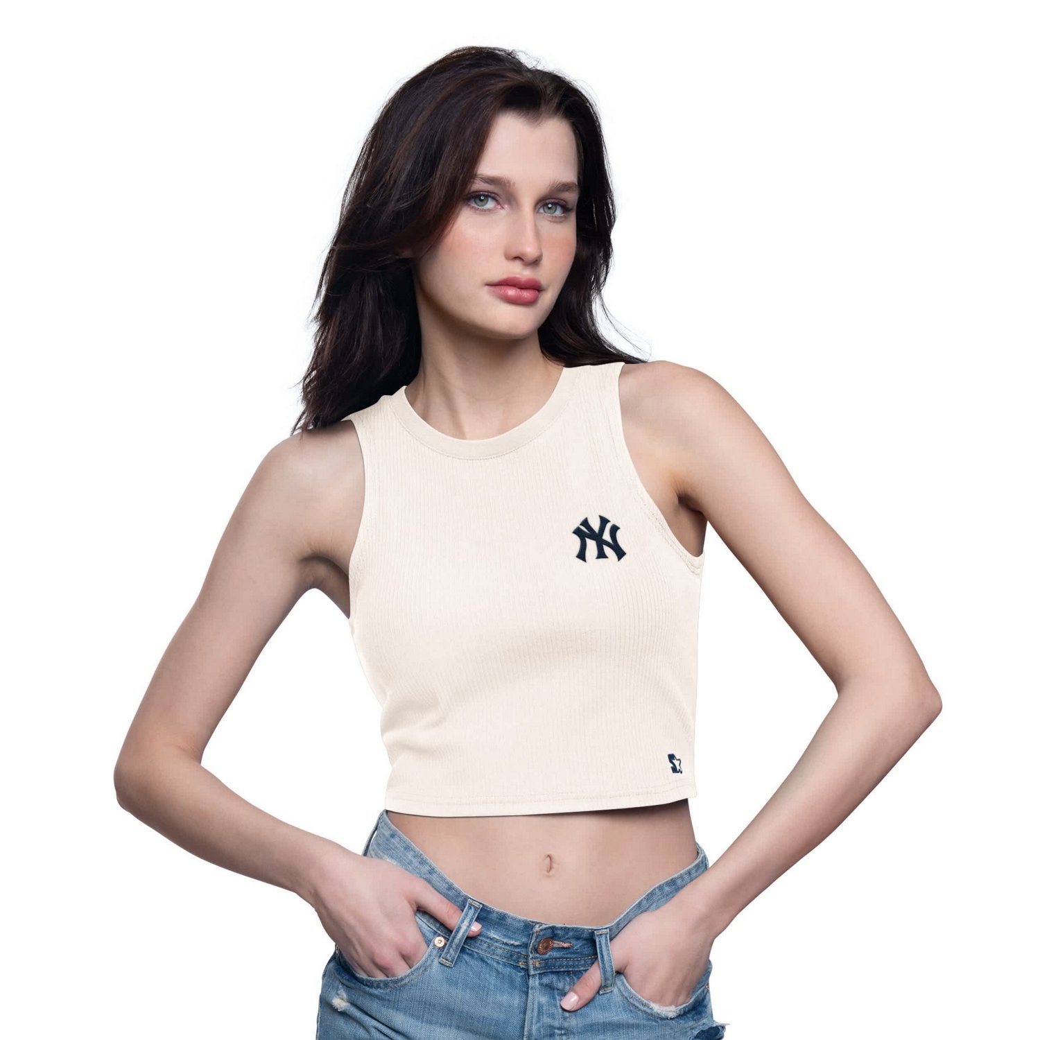 Starter New York Yankees Vintage Logo Show Up Cropped Tank Top