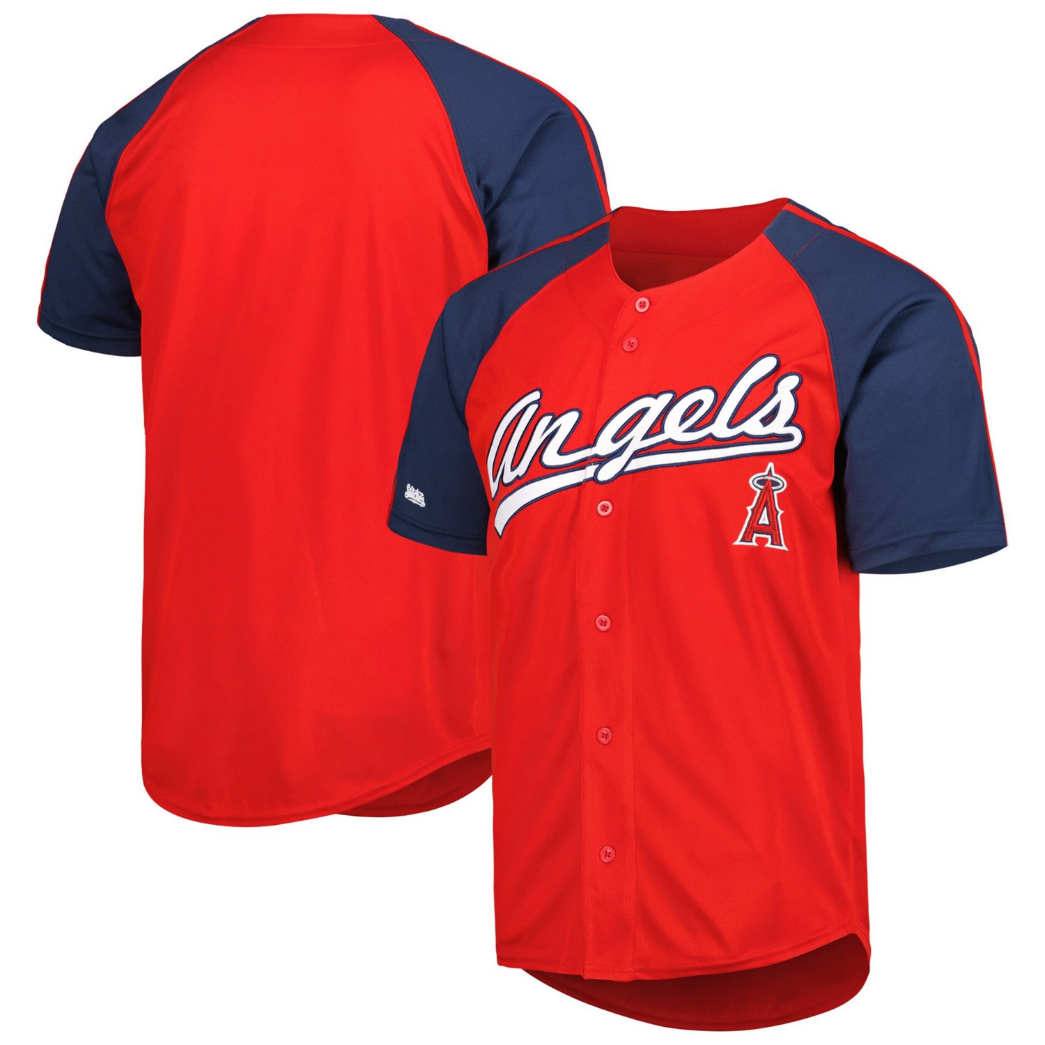Stitches Los Angeles Angels Button-Down Raglan Fashion Jersey