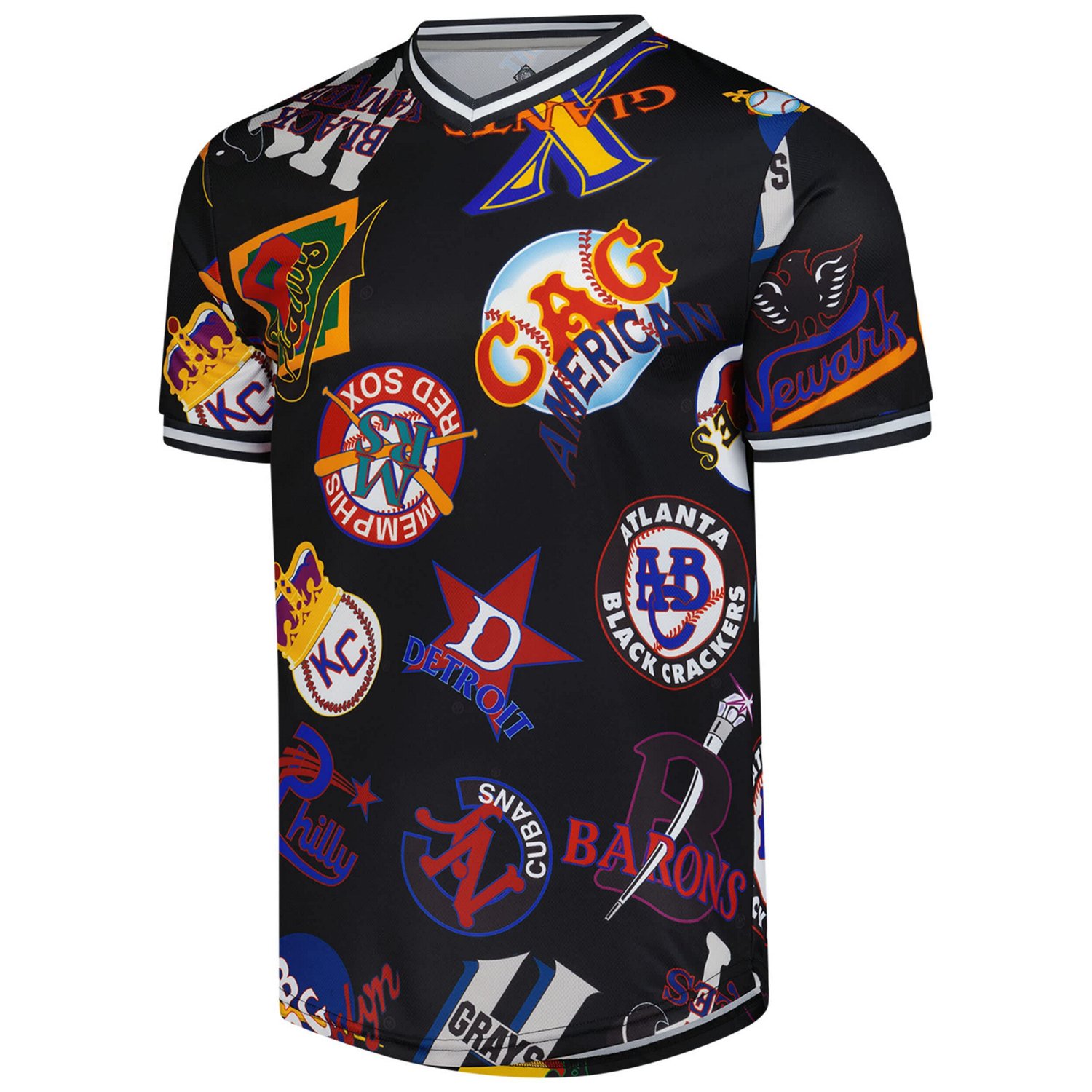 Stitches Negro League Baseball Allover Print V-Neck Baseball Jersey - view number 2