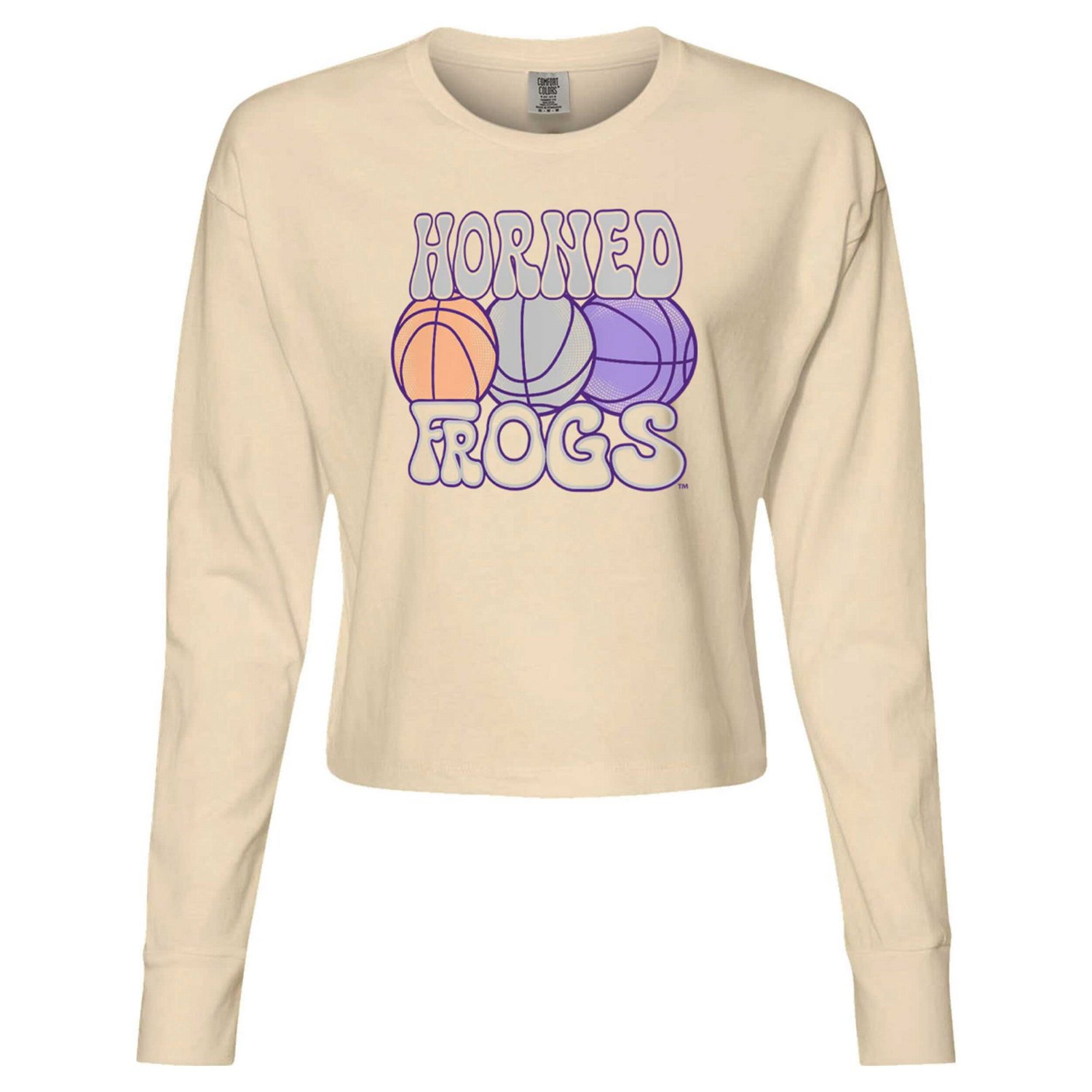 TCU Horned Frogs Comfort Colors Basketball Cropped Long Sleeve T-Shirt - view number 2