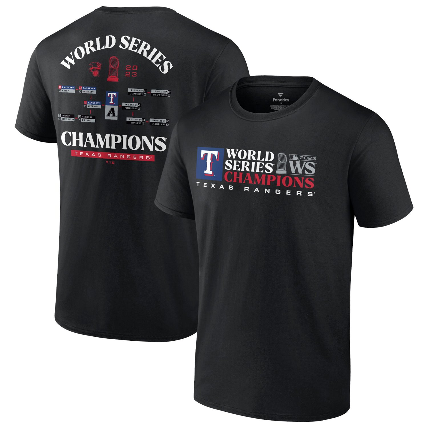 Texas Rangers 2023 World Series Champions Milestone Schedule T-Shirt                                                             - view number 1
