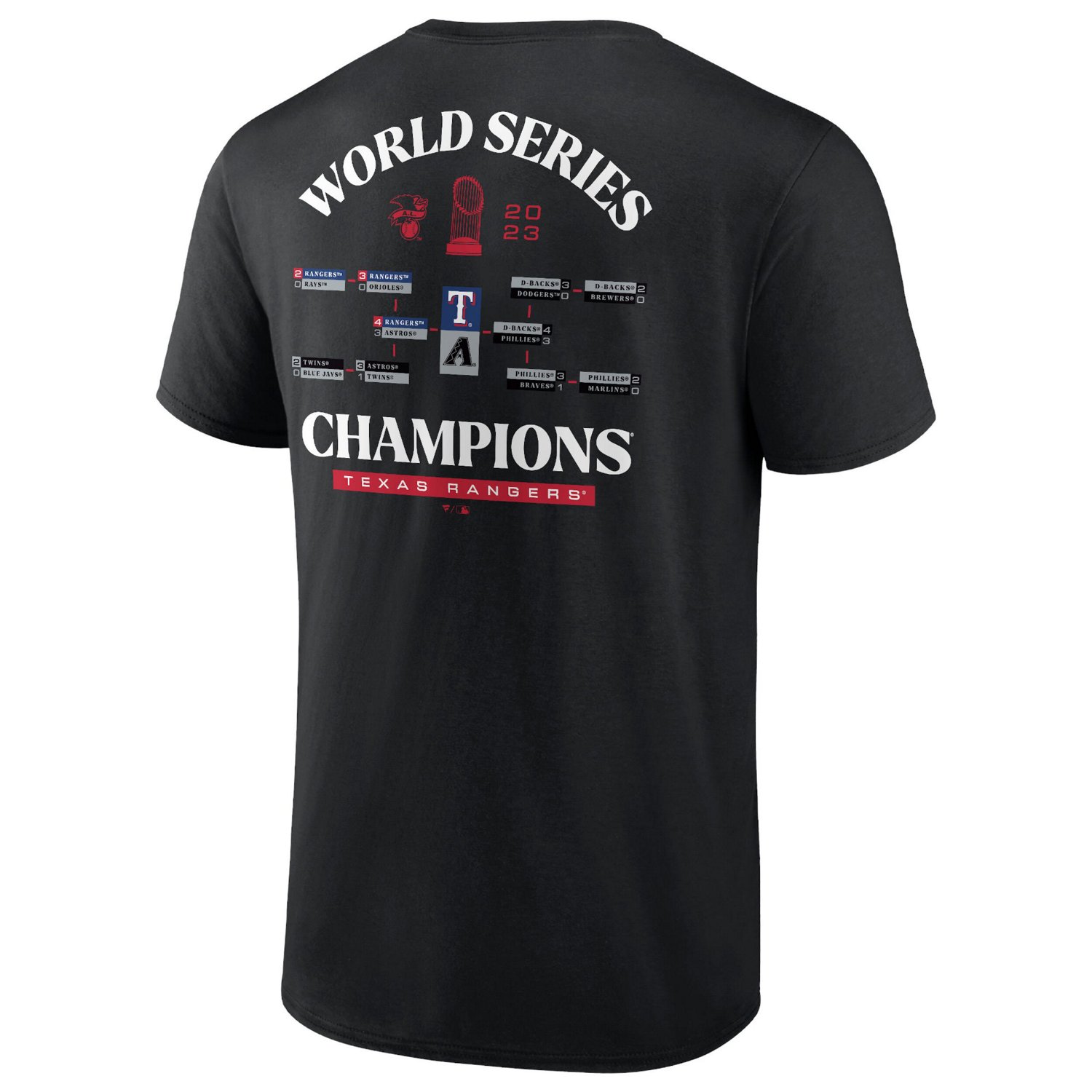 Texas Rangers 2023 World Series Champions Milestone Schedule T-Shirt                                                             - view number 3