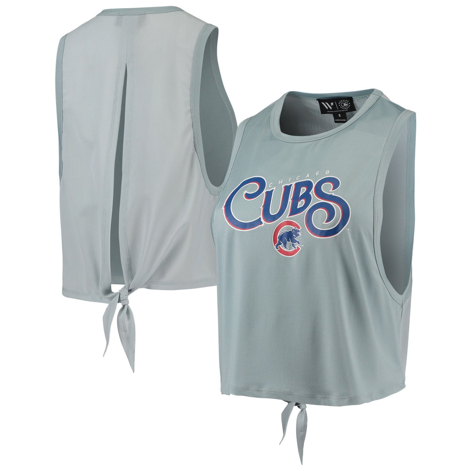 The Wild Collective Light Chicago Cubs Open Back Twist-Tie Tank Top