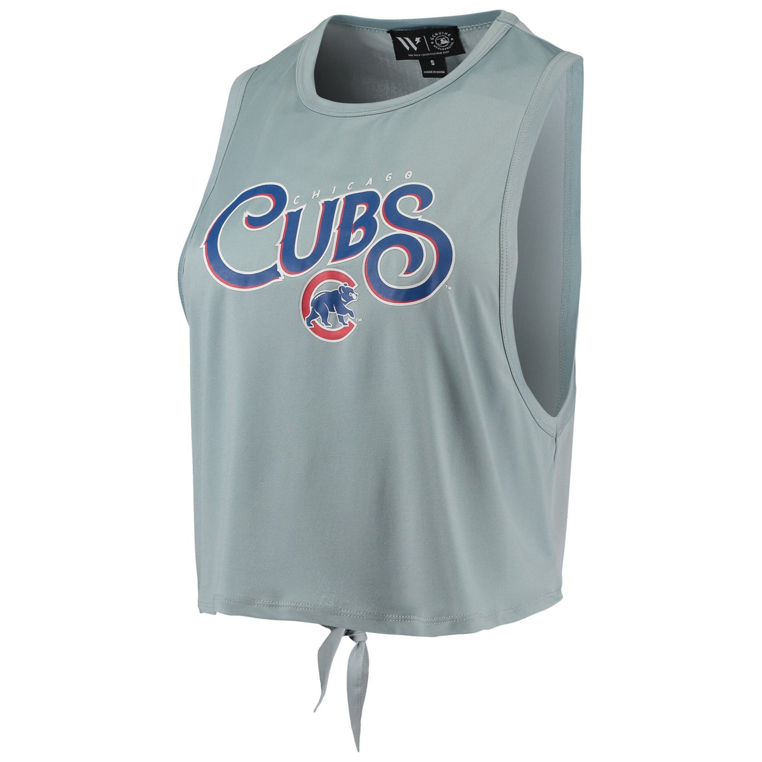 The Wild Collective Light Chicago Cubs Open Back Twist-Tie Tank Top