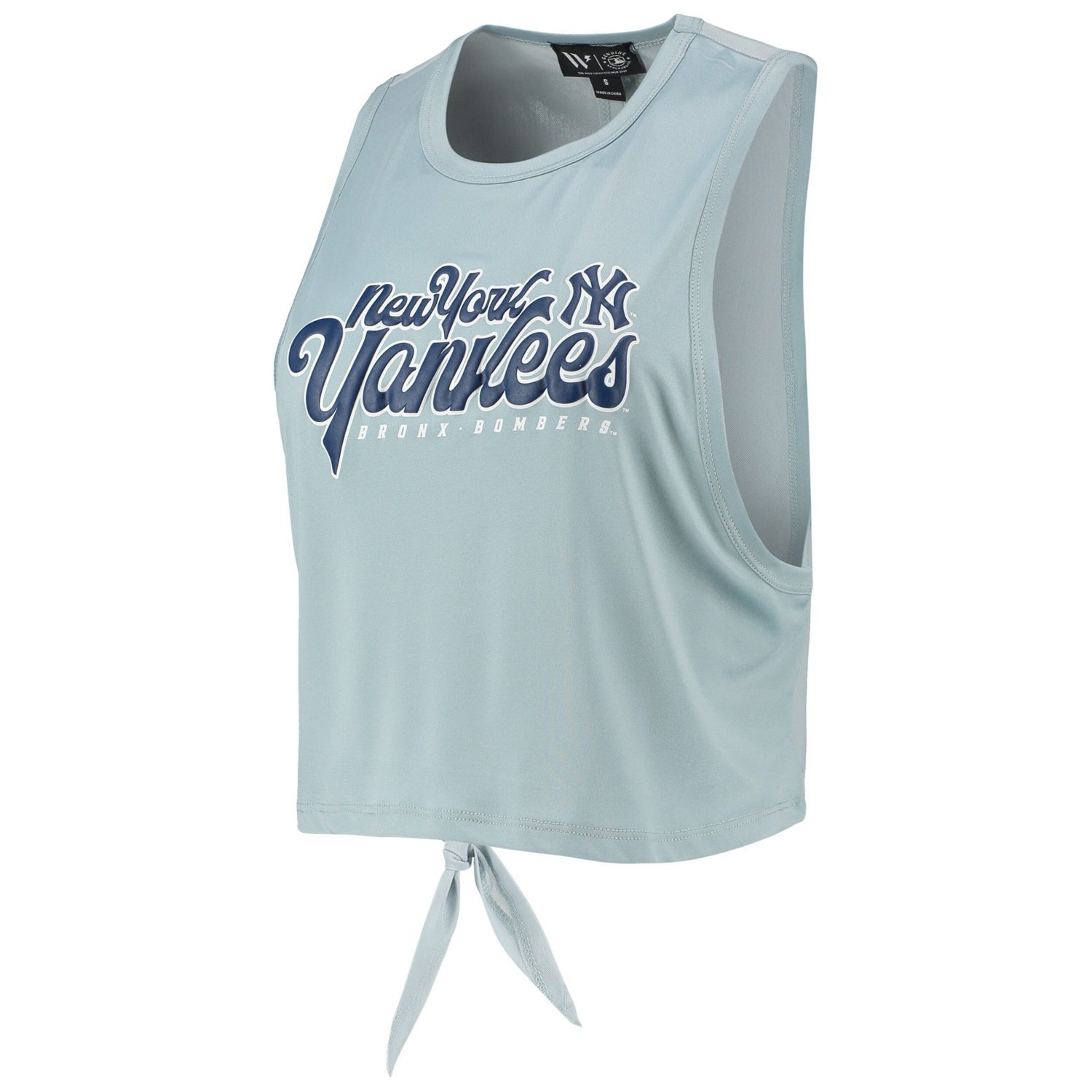 The Wild Collective Light New York Yankees Open Back Twist-Tie Tank Top