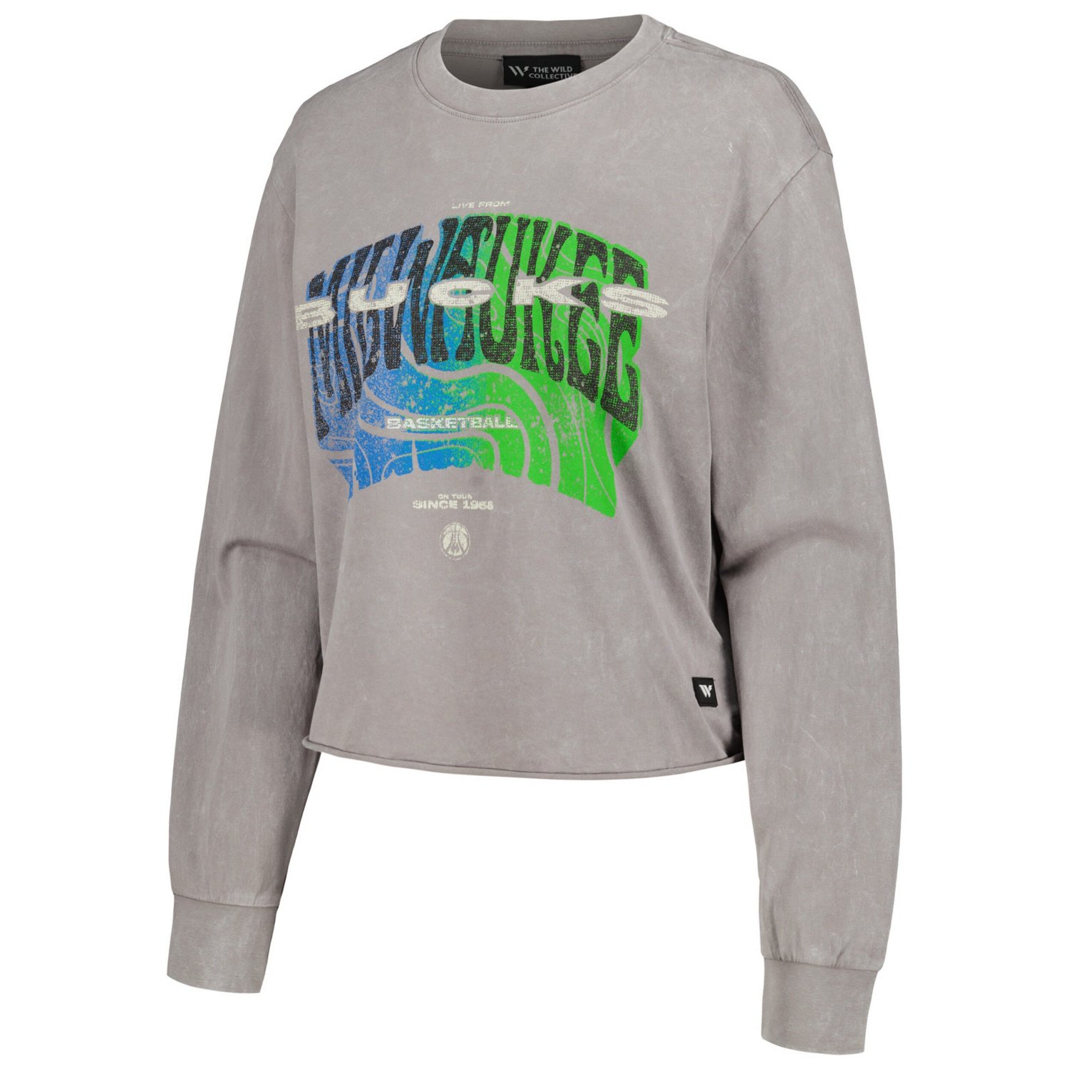 The Wild Collective Milwaukee Bucks Band Cropped Long Sleeve T-Shirt                                                             - view number 2