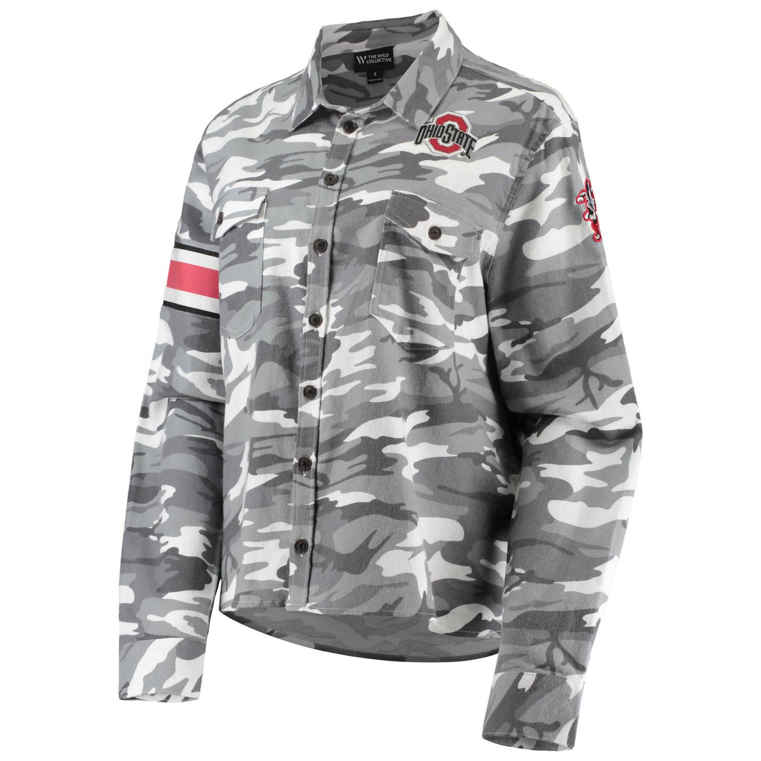 The Wild Collective Ohio State Buckeyes Camo Flannel Button-Up Long Sleeve Shirt - view number 2