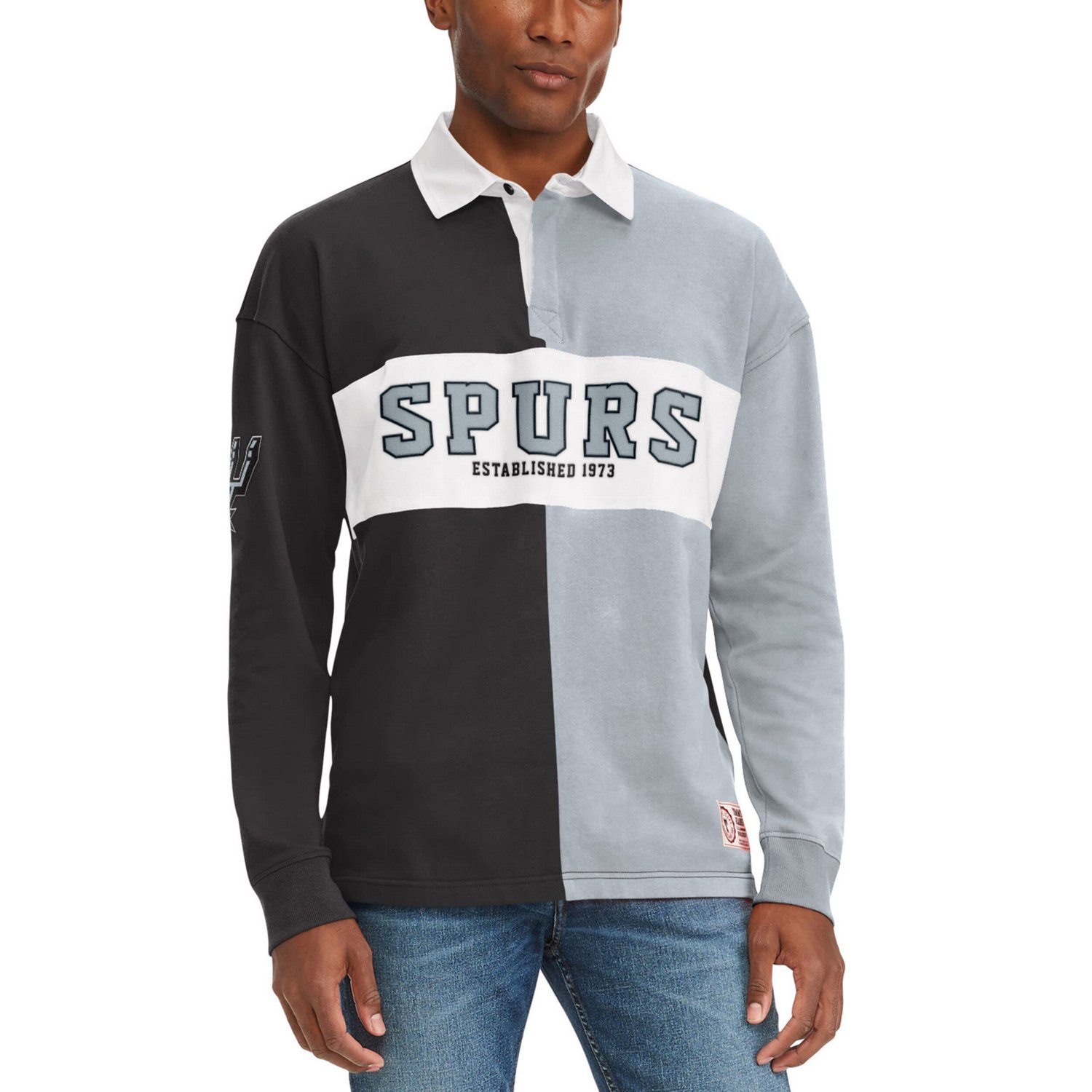 Tommy Jeans /Gray San Antonio Spurs Ronnie Rugby Long Sleeve T-Shirt