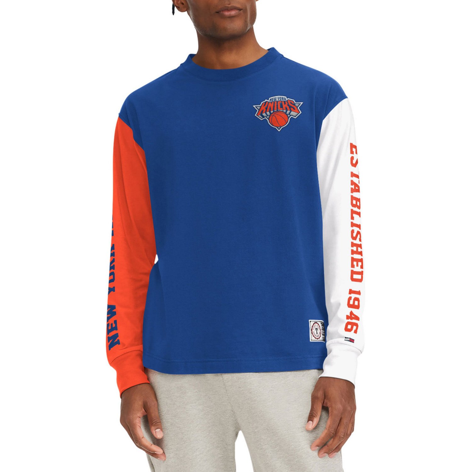 Tommy Jeans New York Knicks Richie Color Block Long Sleeve T-Shirt                                                               - view number 1