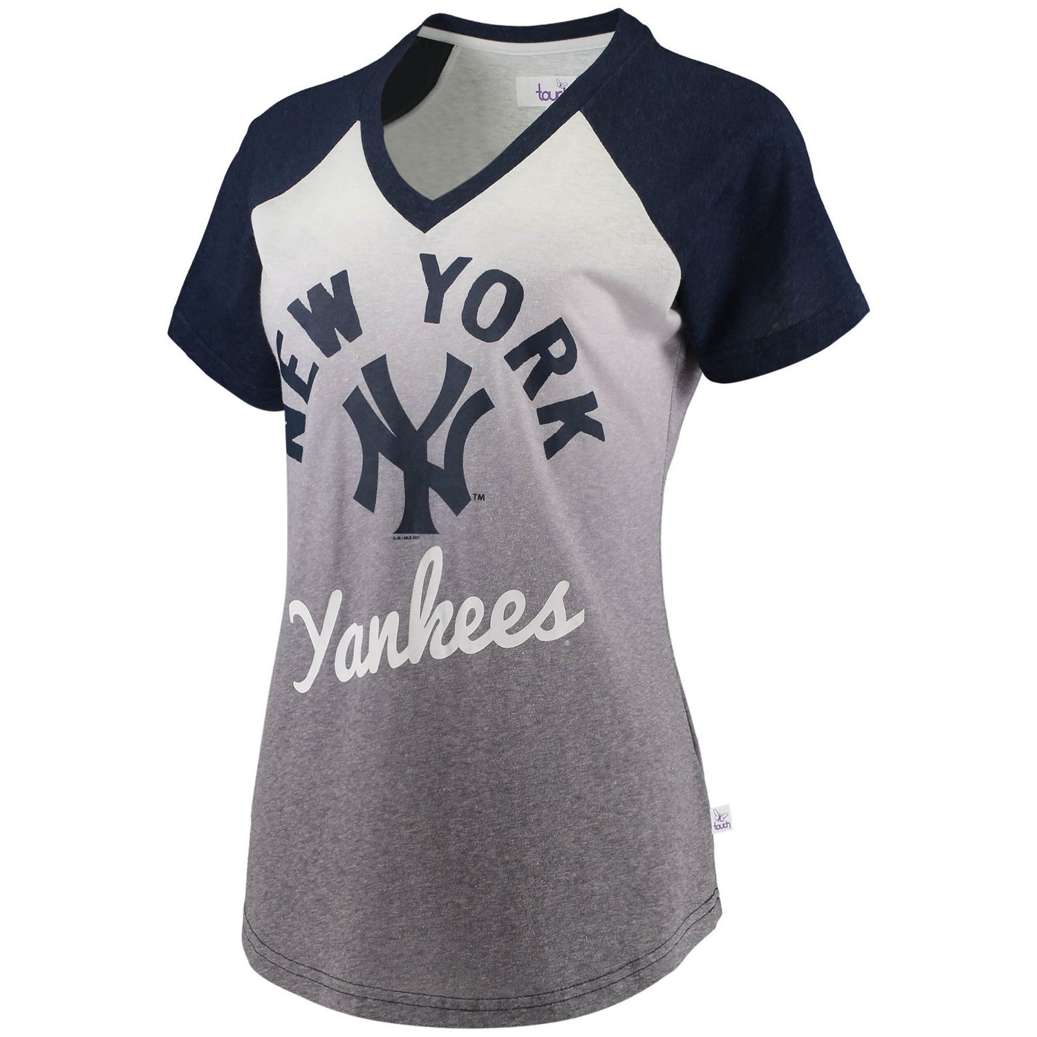 Touch /White New York Yankees Shortstop Ombre Raglan V-Neck T-Shirt - view number 2