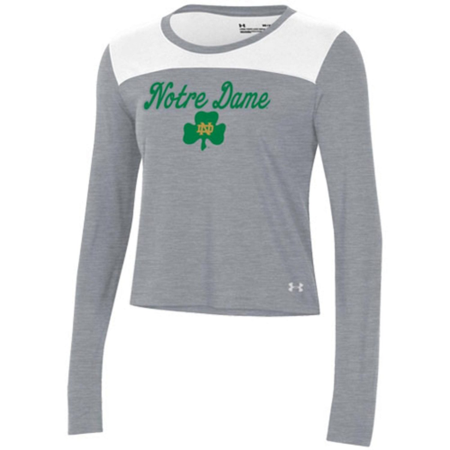 Under Armour /Gray Notre Dame Fighting Irish Vault Cropped Long Sleeve T-Shirt - view number 2