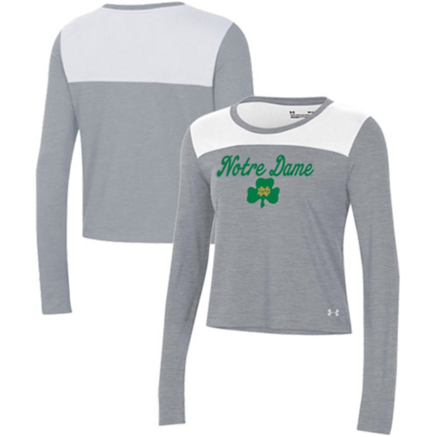 Under Armour /Gray Notre Dame Fighting Irish Vault Cropped Long Sleeve T-Shirt - view number 1