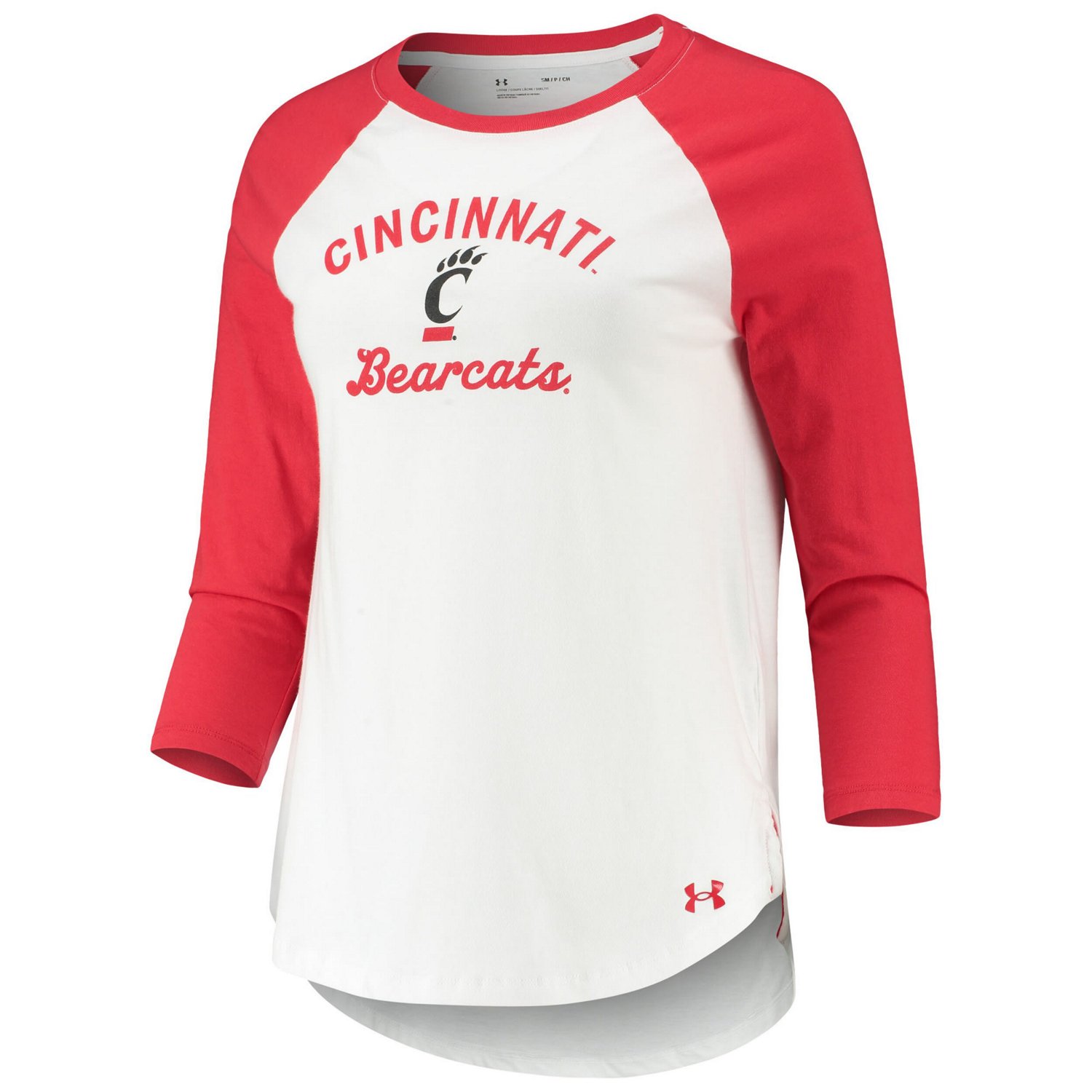 Under Armour /Red Cincinnati Bearcats Baseball Raglan 3/4 Sleeve T-Shirt - view number 2