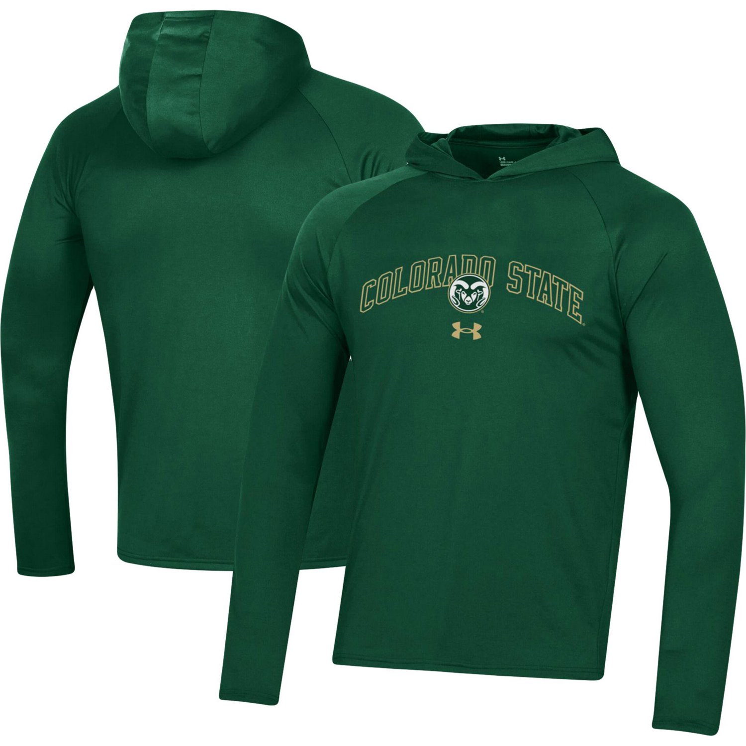 Under Armour Colorado State Rams 2023 Sideline Tech Hooded Raglan Long Sleeve T-Shirt
