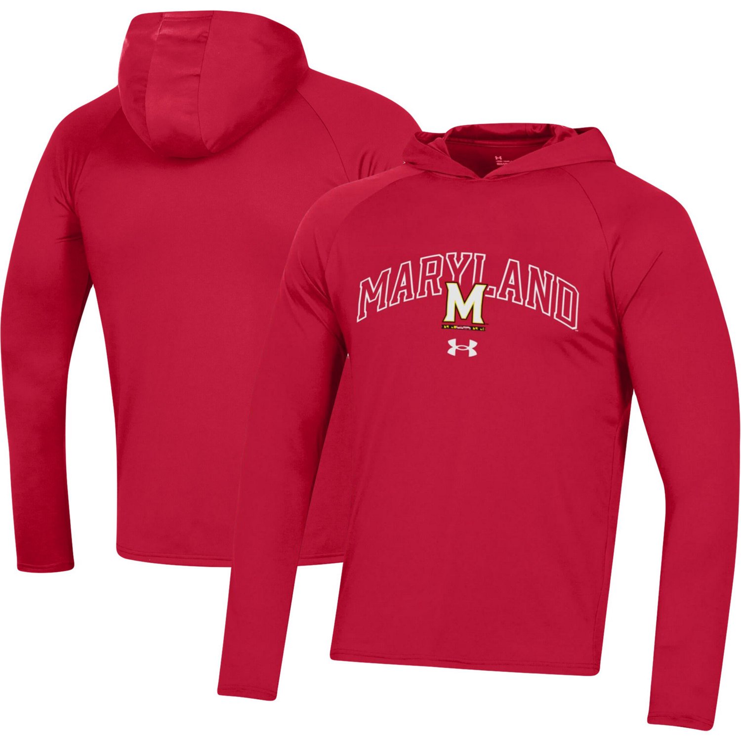 Under Armour Maryland Terrapins 2023 Sideline Tech Hooded Raglan Long Sleeve T-Shirt