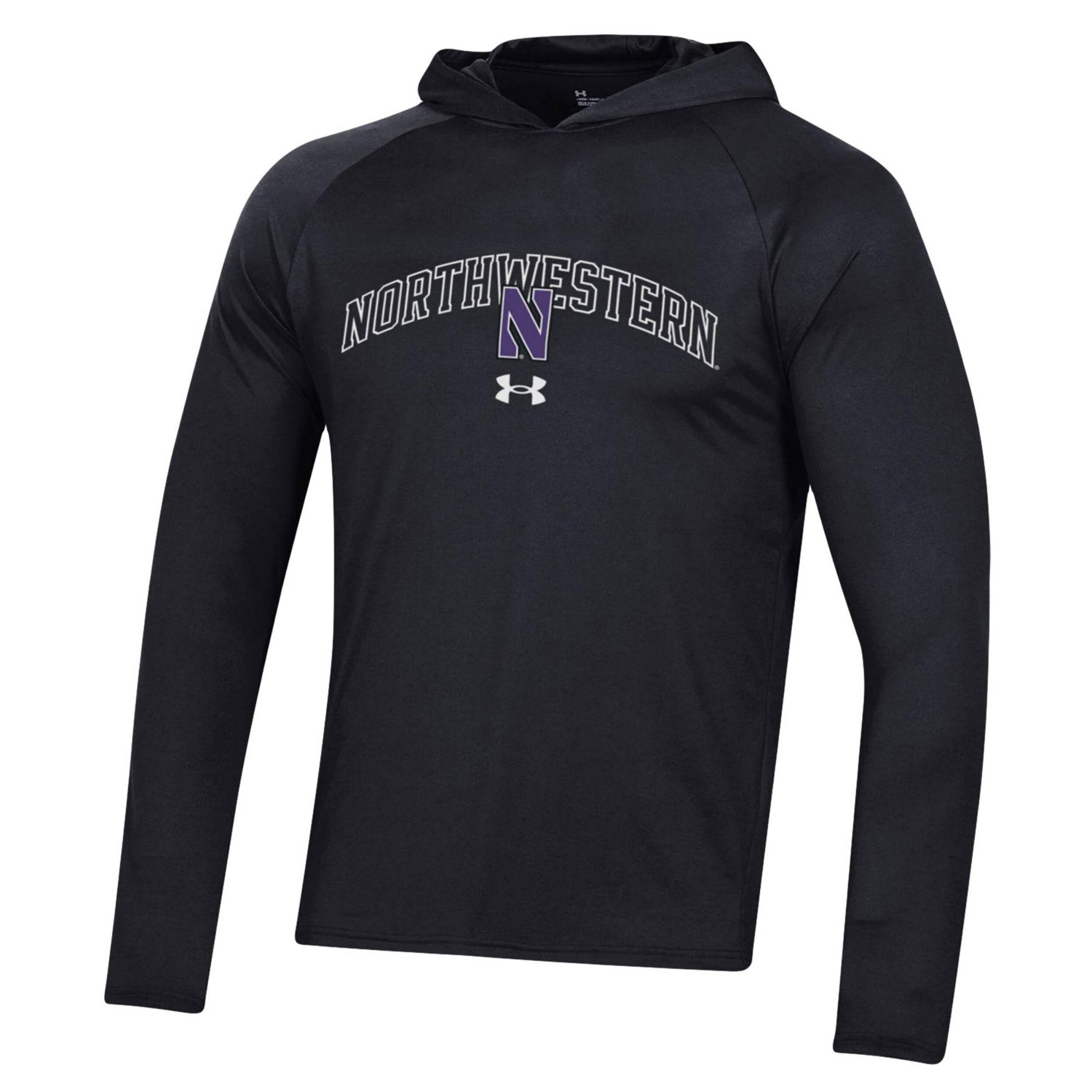 Under Armour Northwestern Wildcats 2023 Sideline Tech Hooded Raglan Long Sleeve T-Shirt - view number 2