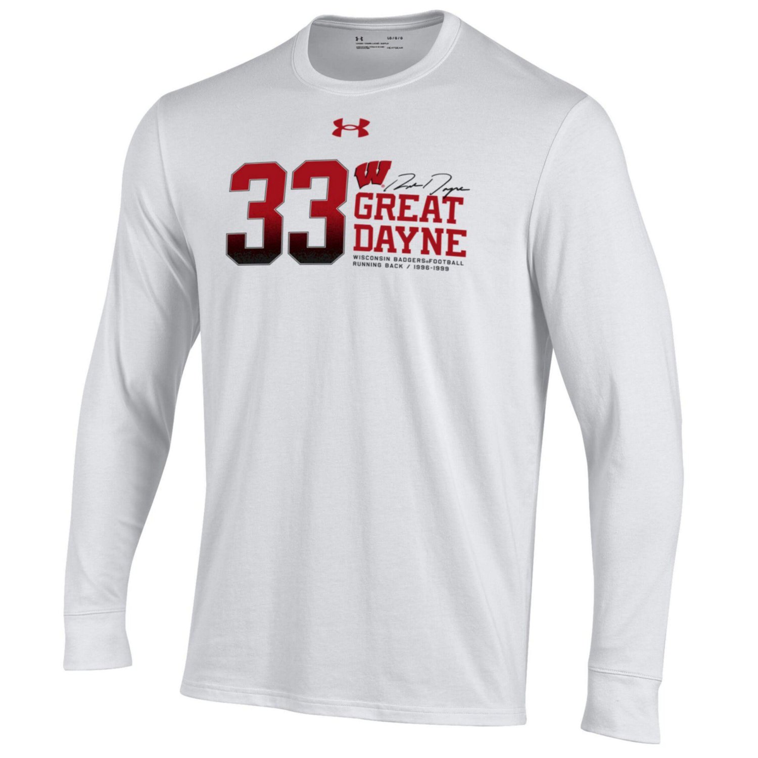Under Armour Ron Dayne Wisconsin Badgers Stats Long Sleeve T-Shirt - view number 2